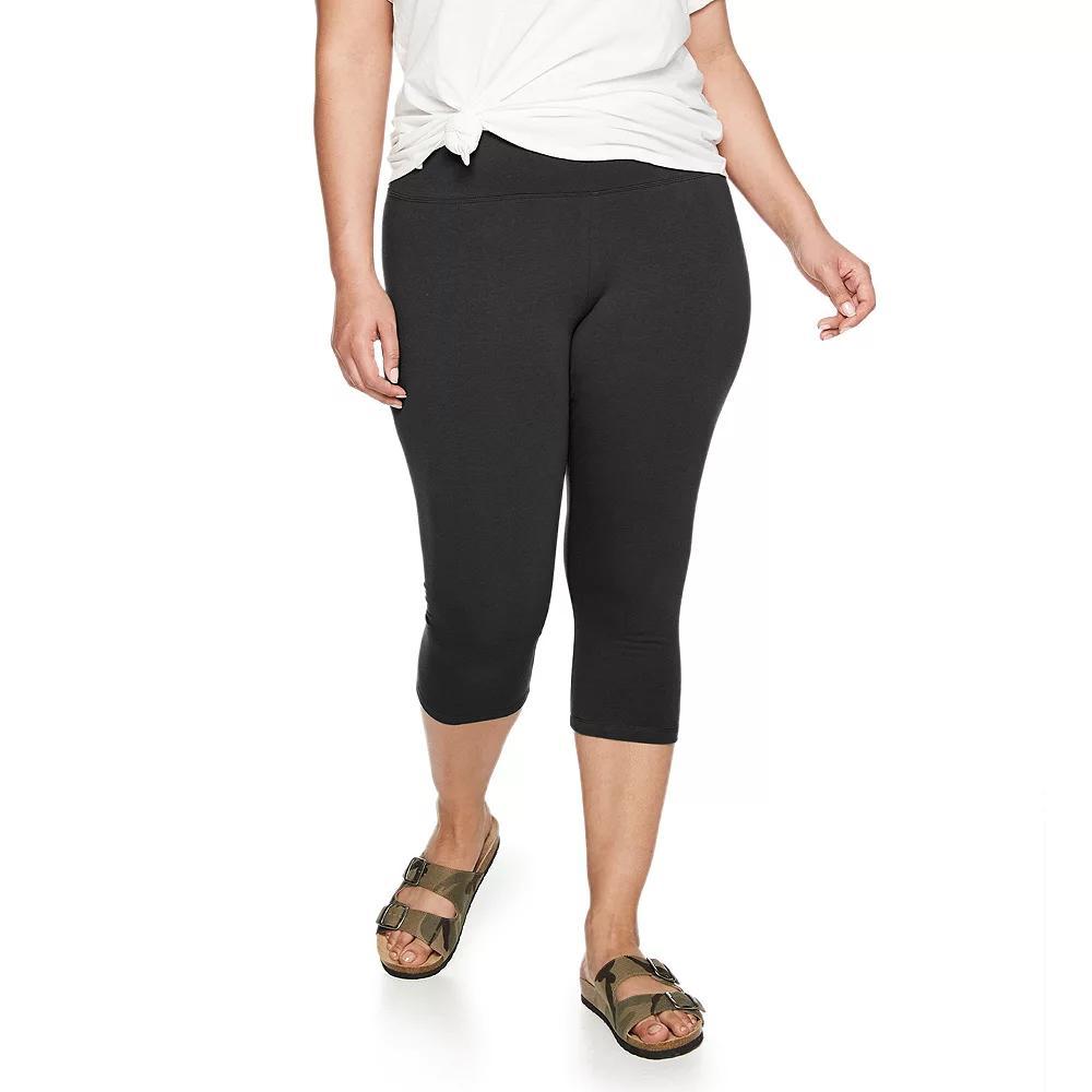 Plus Size Sonoma Goods For Life® Knit Capri Leggings, Women's, Size: 4XL, Dark Silver Product Image