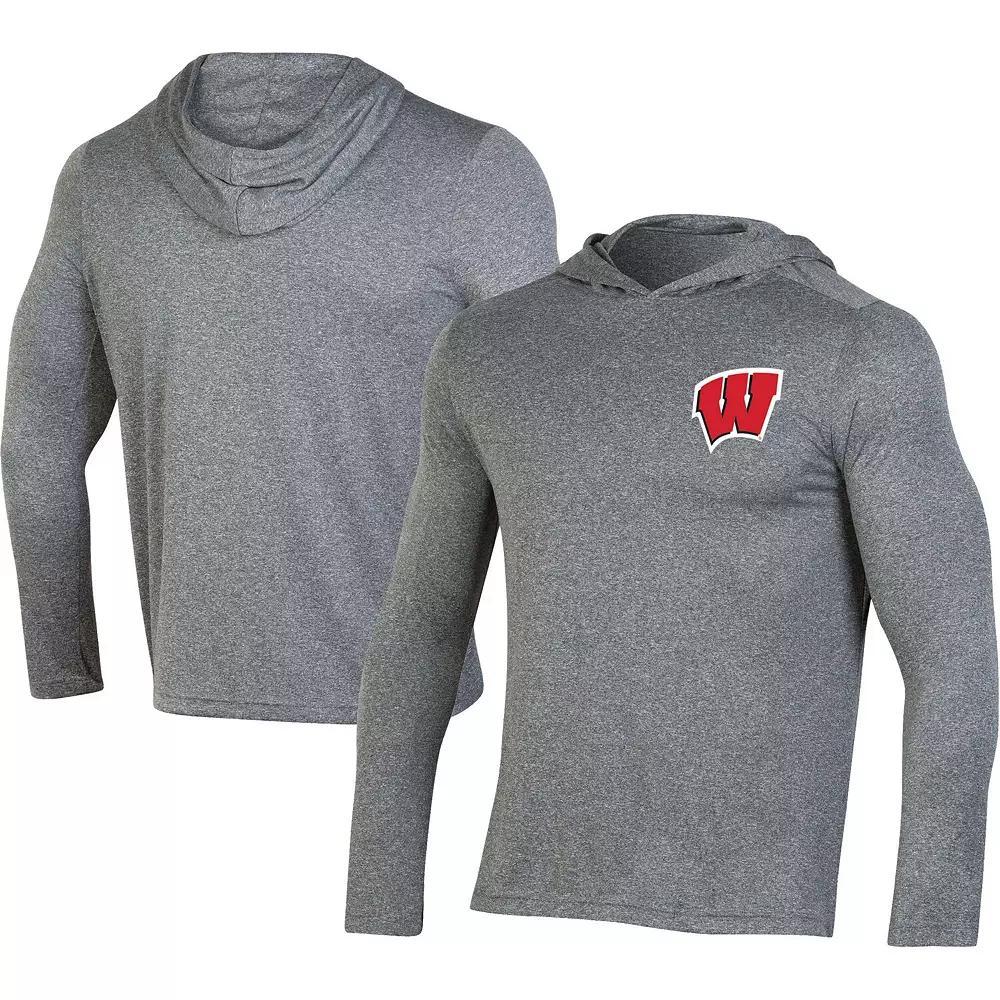 Men's Champion Gray Wisconsin Badgers Hoodie Long Sleeve T-Shirt, Size: XL, Grey Product Image