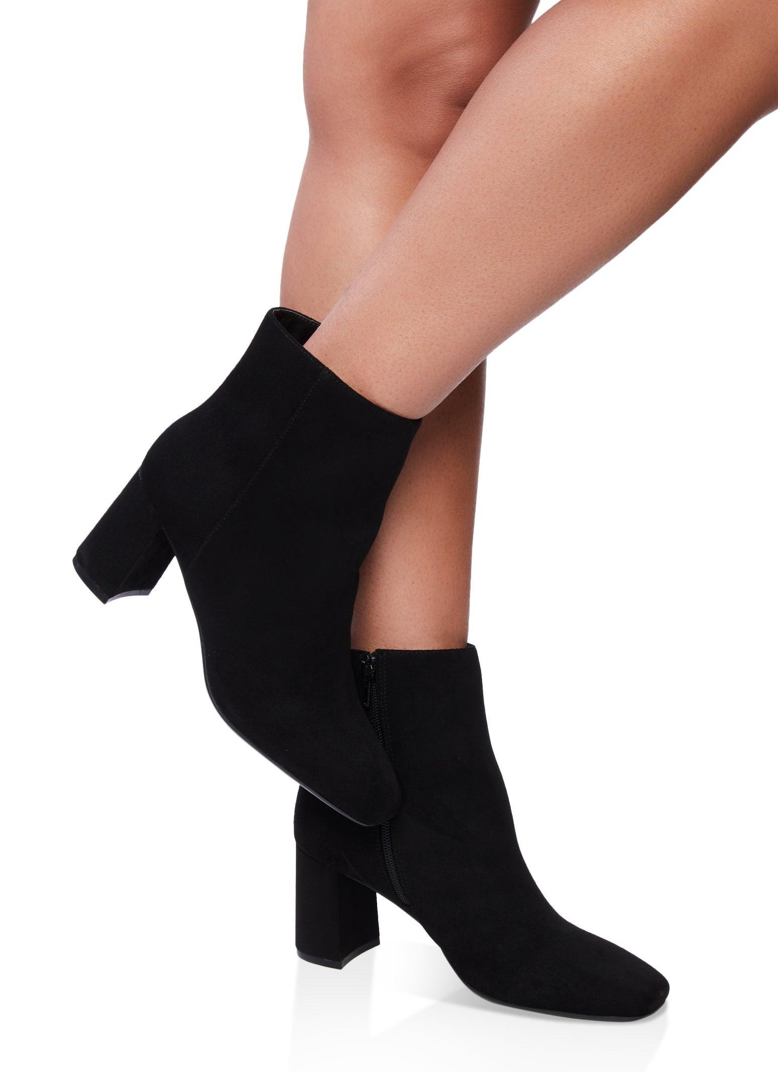 Womens Side Zip Mid Block Heel Booties Product Image