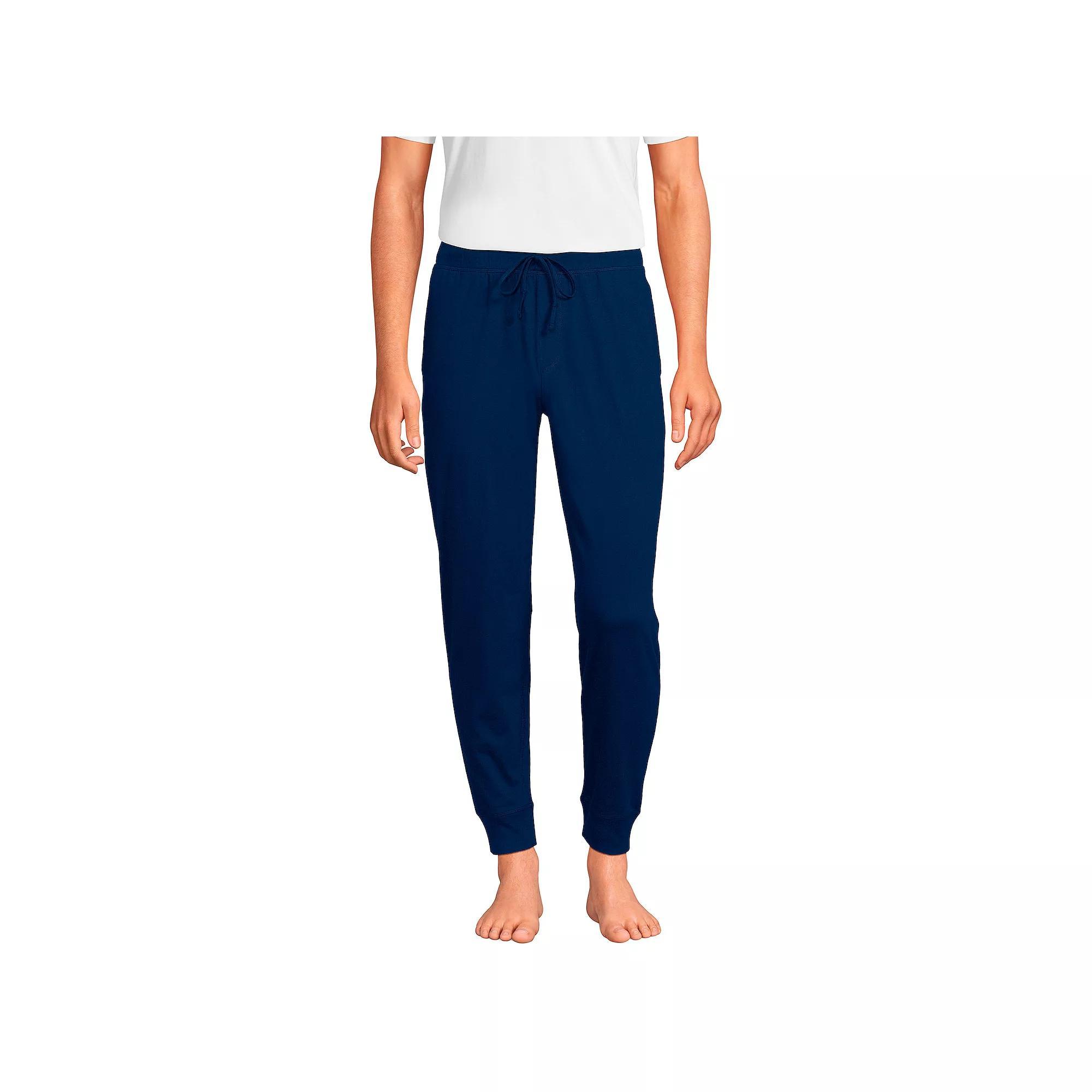 Mens Lands End Knit Jersey Joggers Deep Blue Product Image