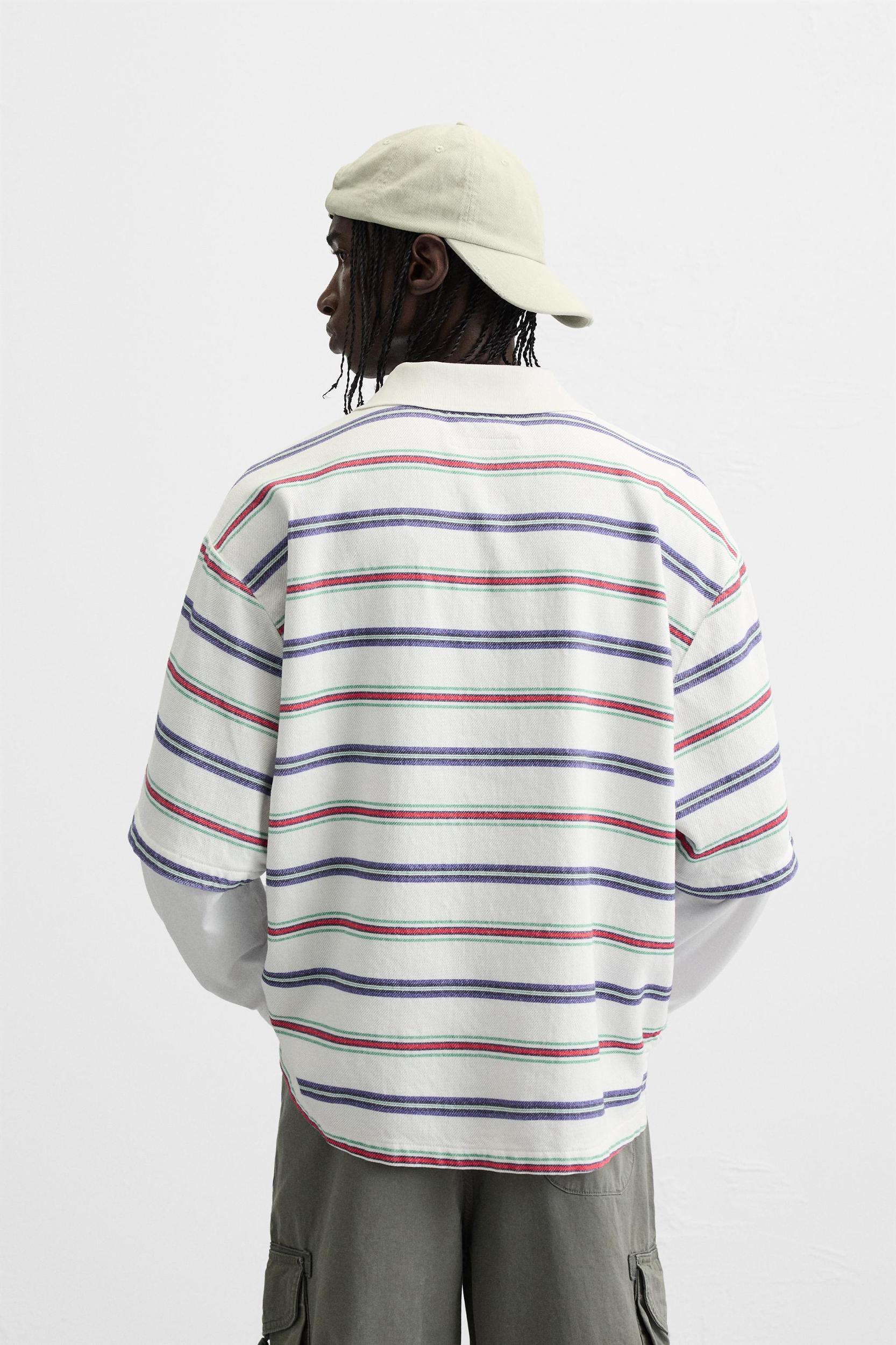 STRIPED LAYERED EFFECT POLO SHIRT Product Image