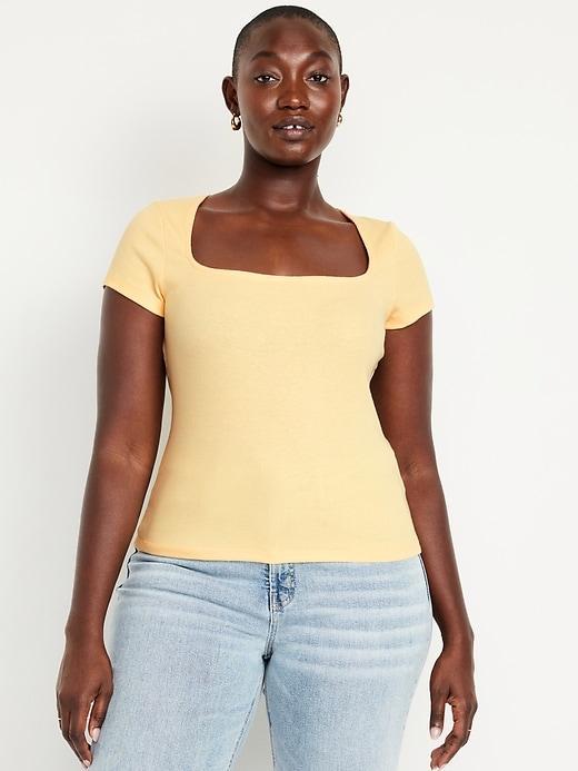 Ribbed Square-Neck T-Shirt Product Image