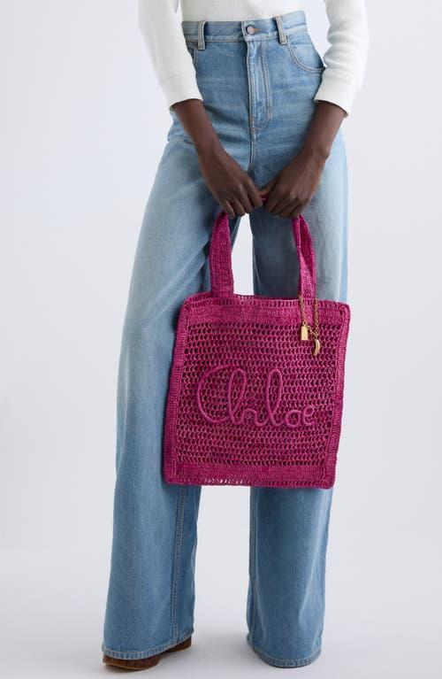 CHLOÉ Chloe Women Fuchsia Raffia Estate Banana Shopping Bag In Fuchsiarose Product Image