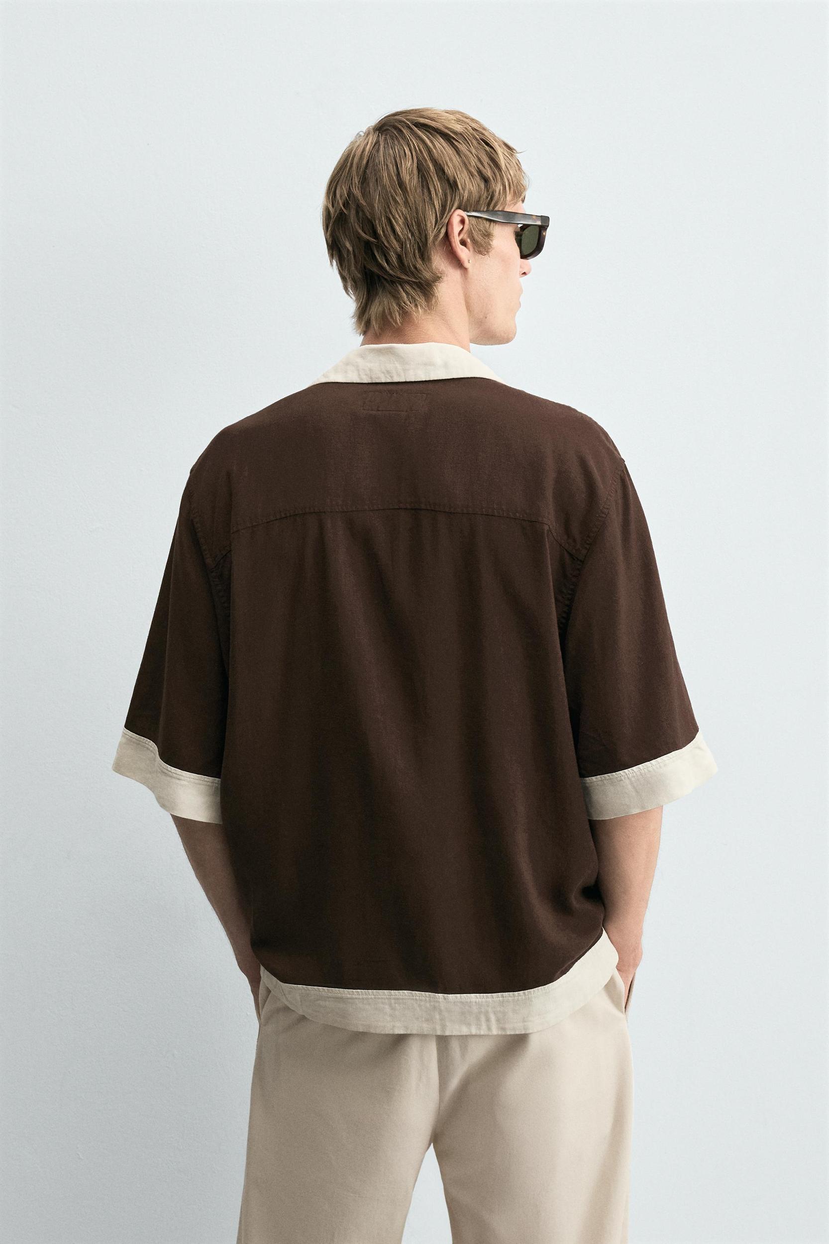 COLORBLOCK VISCOSE-LINEN SHIRT Product Image