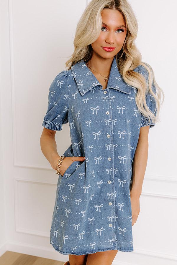 Charming Moment Denim Mini Dress in Light Wash Product Image