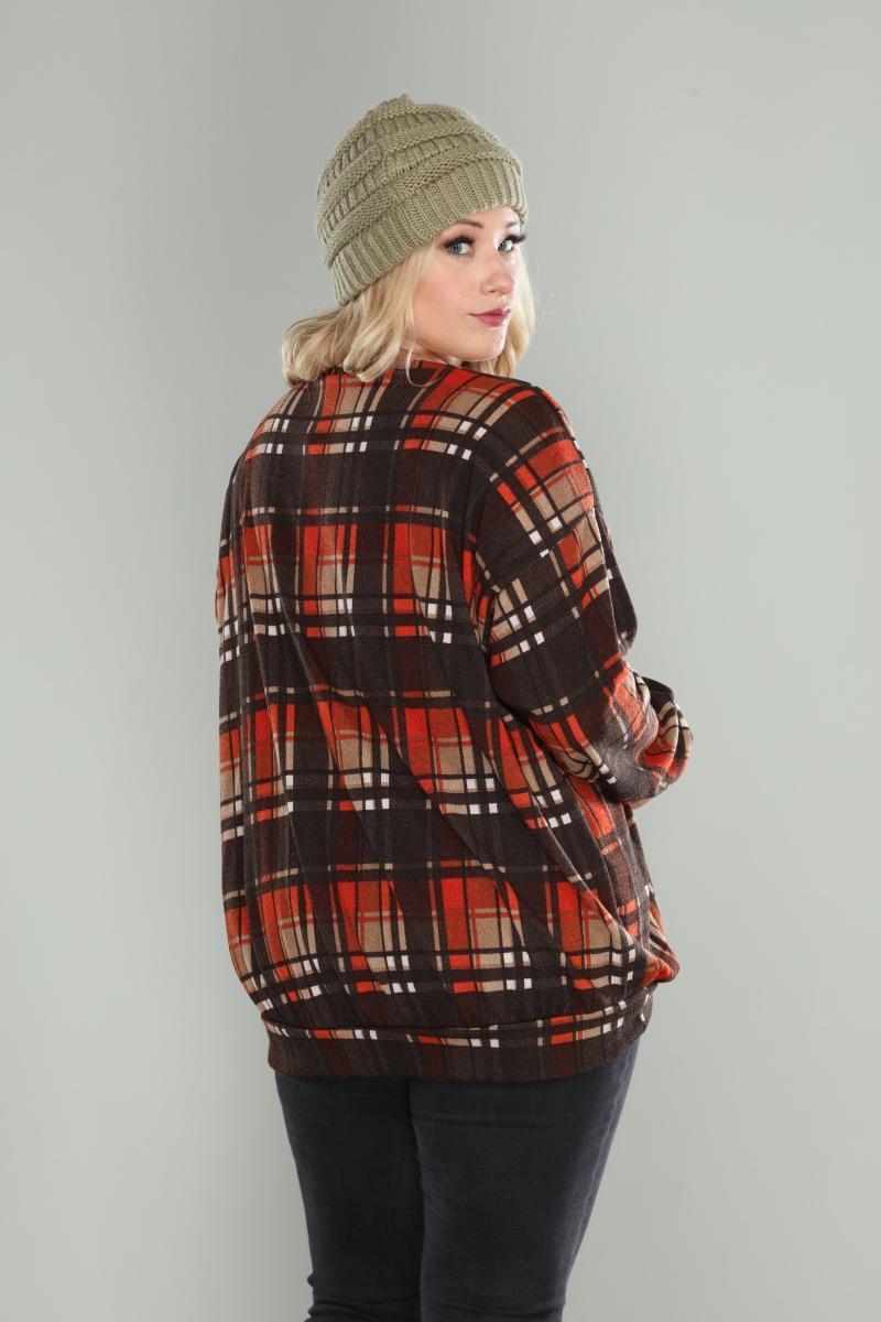 Brown rust madras print top Product Image
