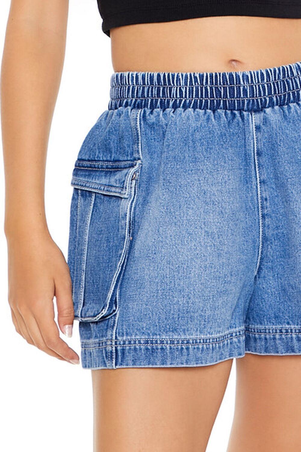 High-Rise Denim Cargo Shorts | Forever 21 Product Image