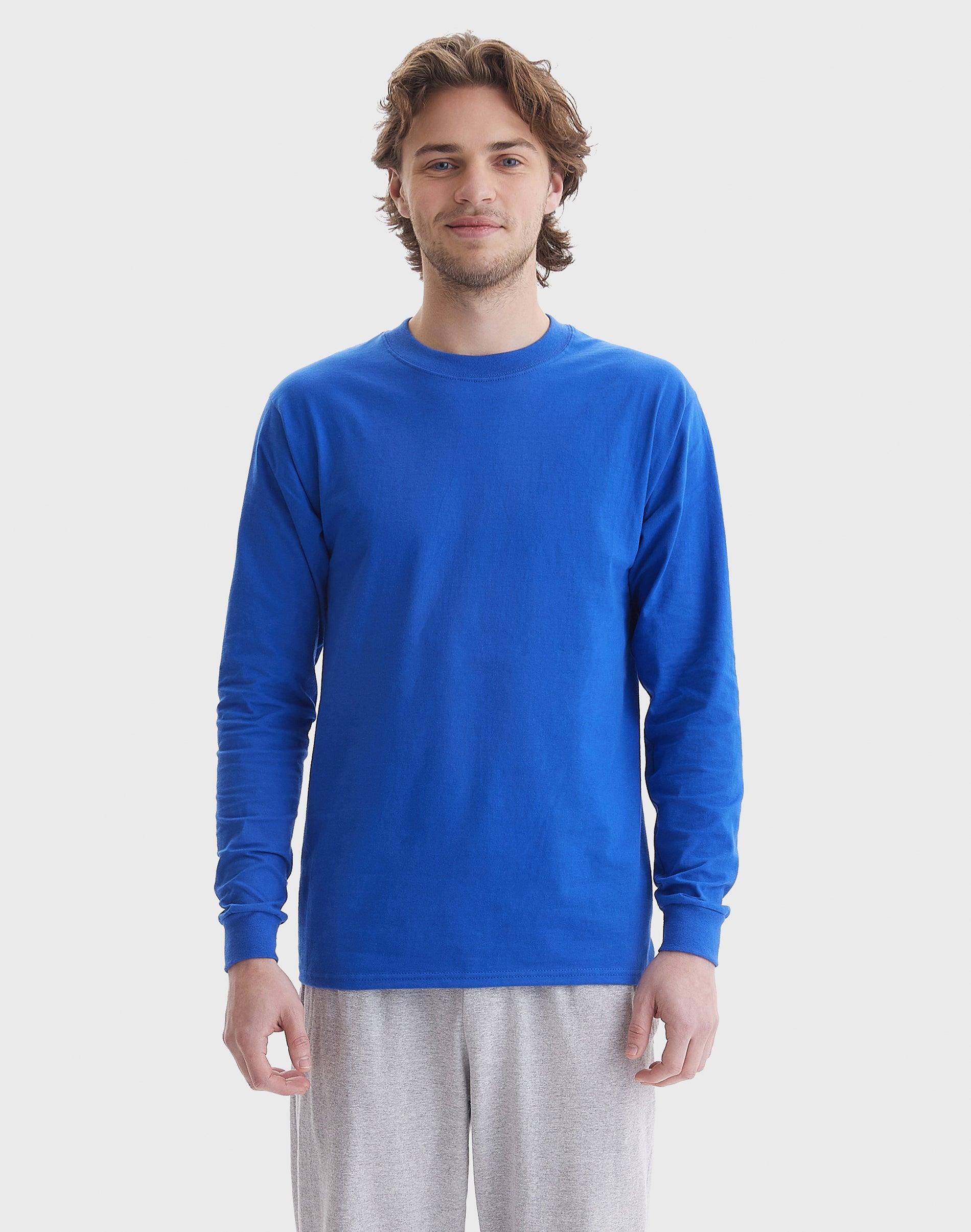 Hanes Beefy Mens Long Sleeve T-Shirt, Cotton Navy S Product Image