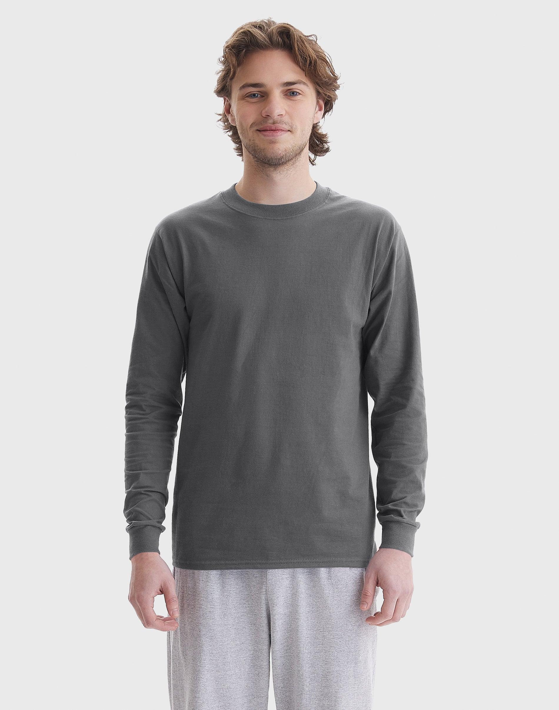Hanes Beefy Mens Long Sleeve T-Shirt, Cotton Navy S Product Image