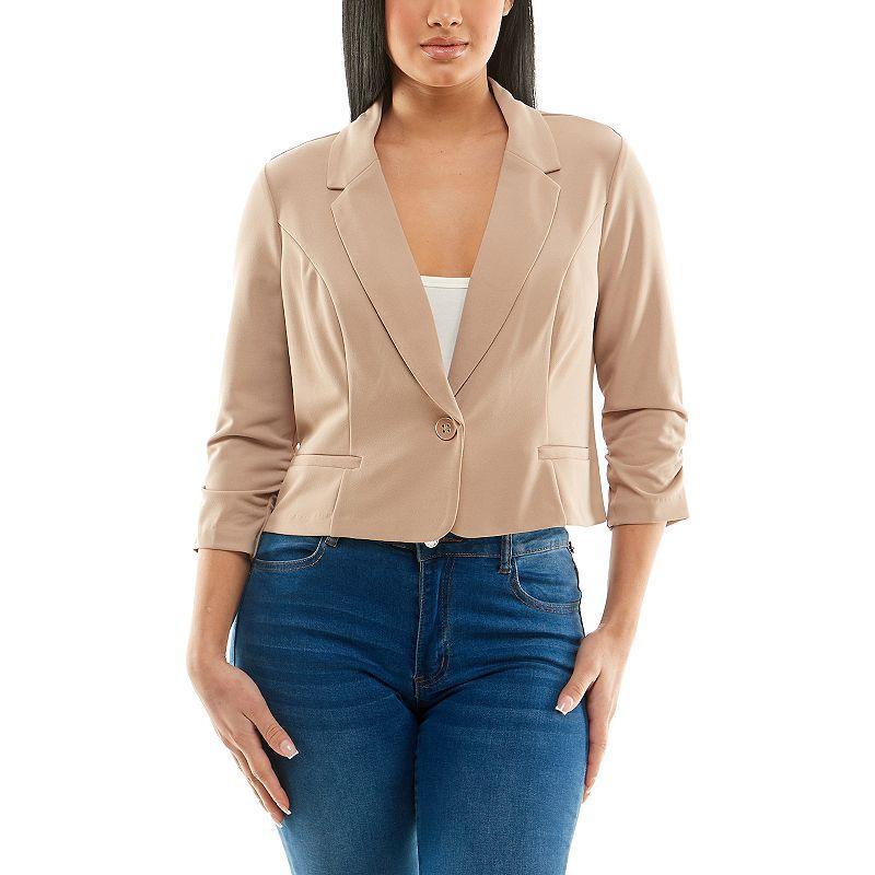 Women's Nina Leonard Button Cropped Blazer, Size: Small, Blue Product Image