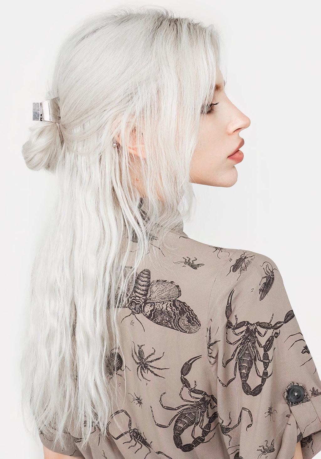 Parasite Bugs Print Mini Short Sleeve Shirt Dress - Taupe Product Image