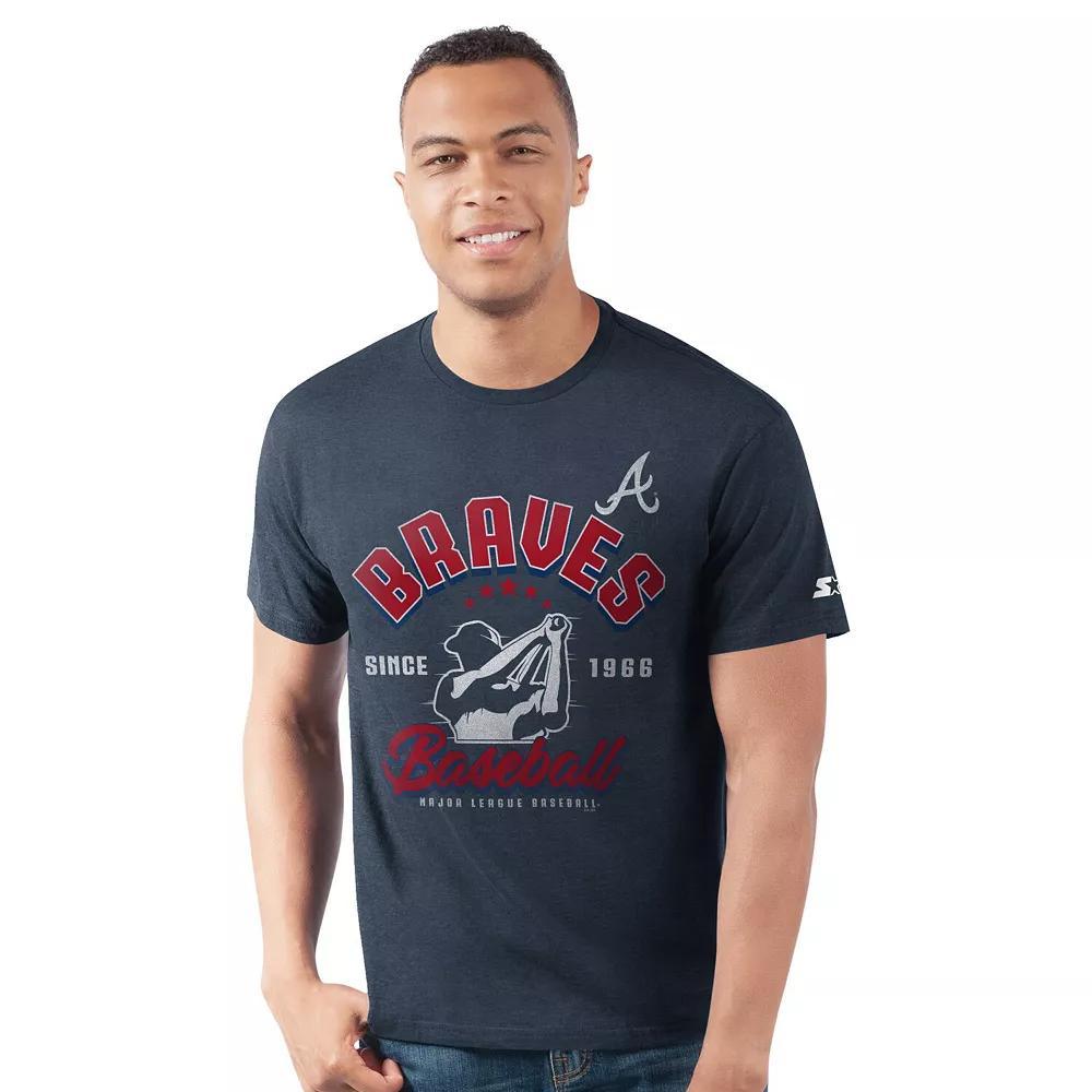 Men's Starter  Navy Atlanta Braves Prime Time Batter T-Shirt, Size: Small, Blue Product Image