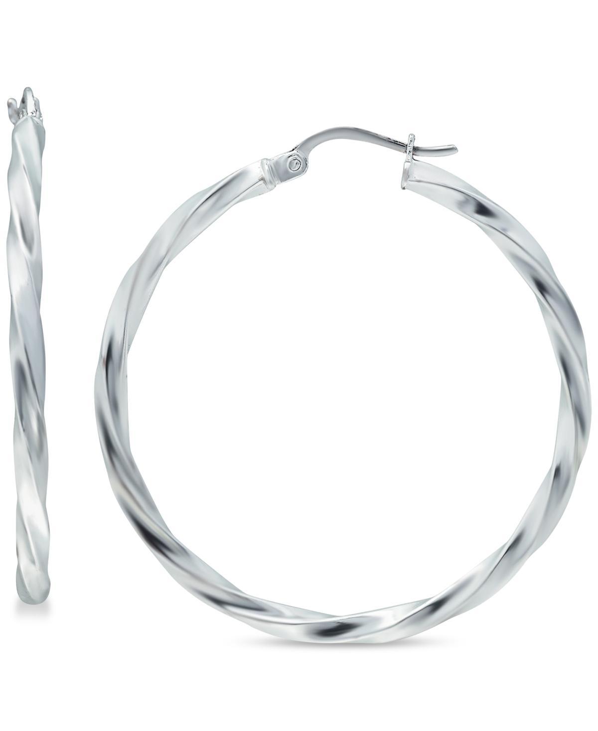 Aleure Precioso Sterling Silver Twist Hoop Earrings, Women's, Size: 20 mm Product Image