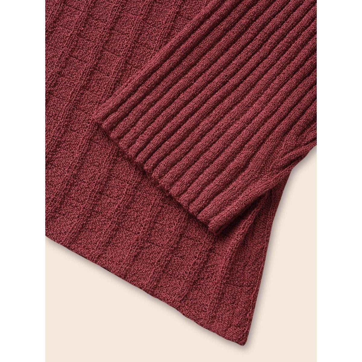 Plus Size Solid Textured Kimono Collar Cardigan Russet Women Casual Loose Long Sleeve Everyday Cardigans BloomChic 12/L Product Image
