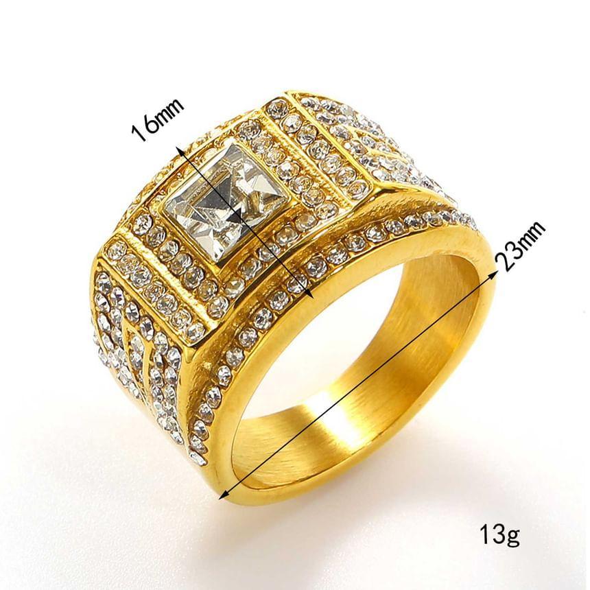 Rhinestone Stainless Steel Ring Product Image