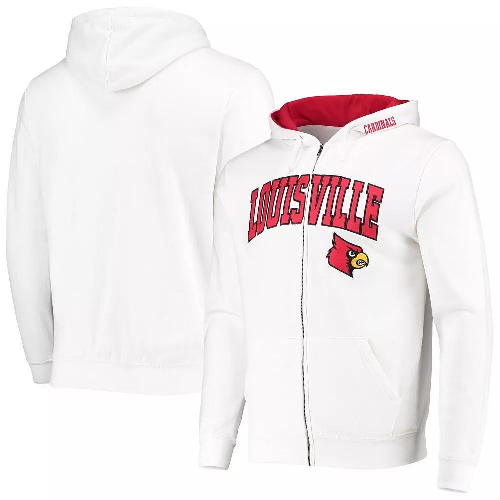 Men's Colosseum White Louisville Cardinals Arch & Logo 3.0 Full-Zip Hoodie, Size: Large Product Image