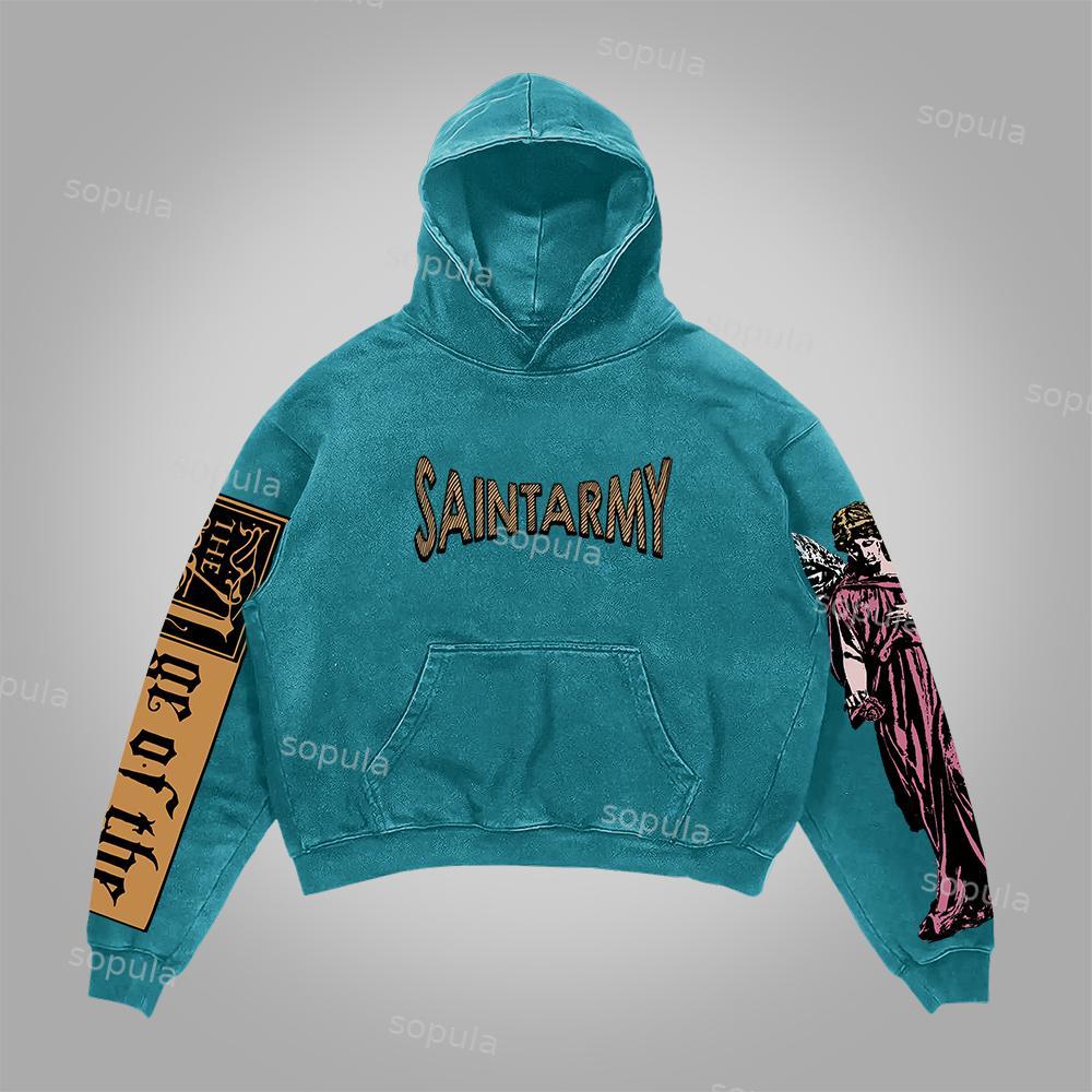 Classical Art Vintage Graphics Pocket Hoodie Product Image