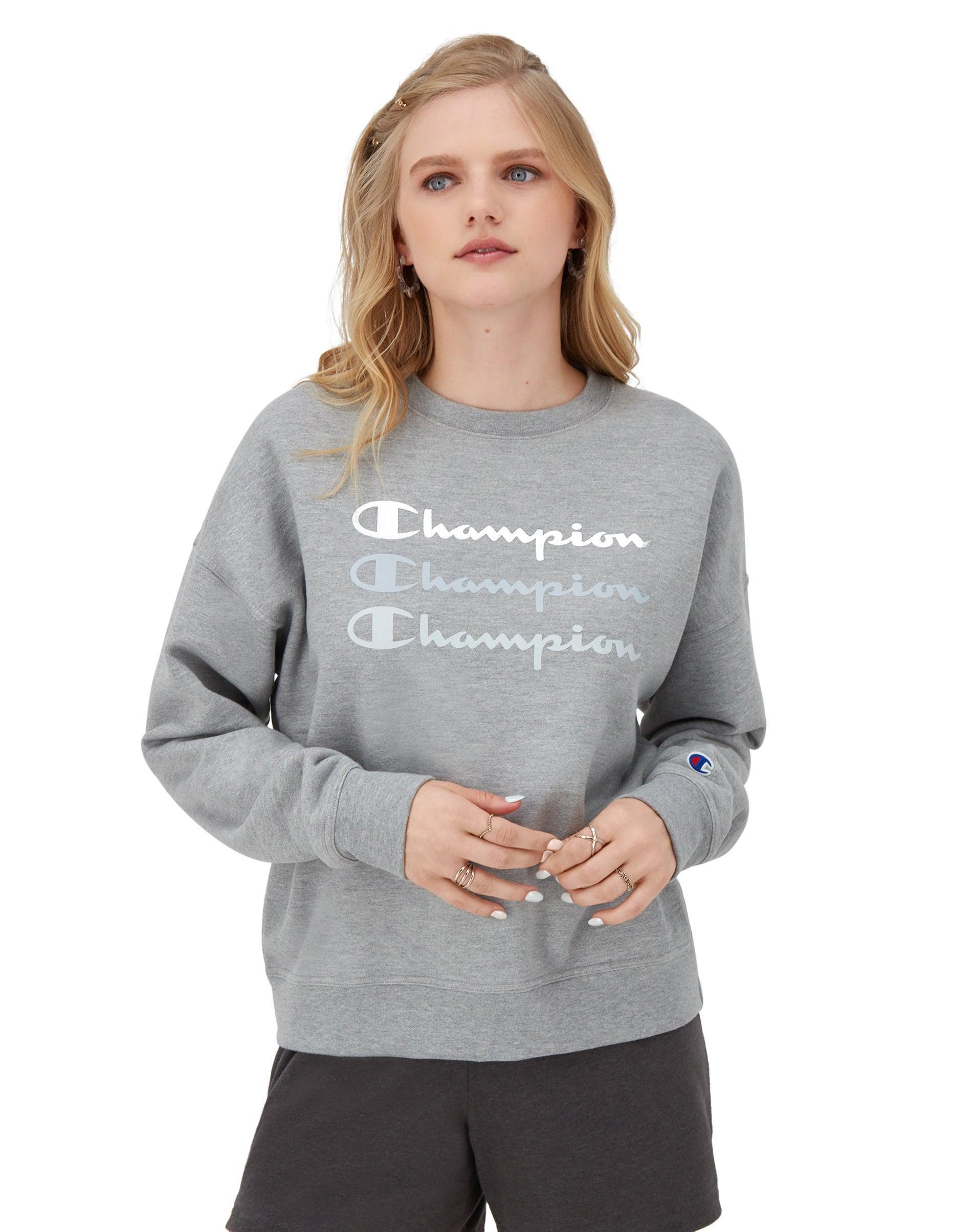Champion Powerblend Relaxed Crew (Terracotta Pink Pe Heather) Women's Clothing Product Image