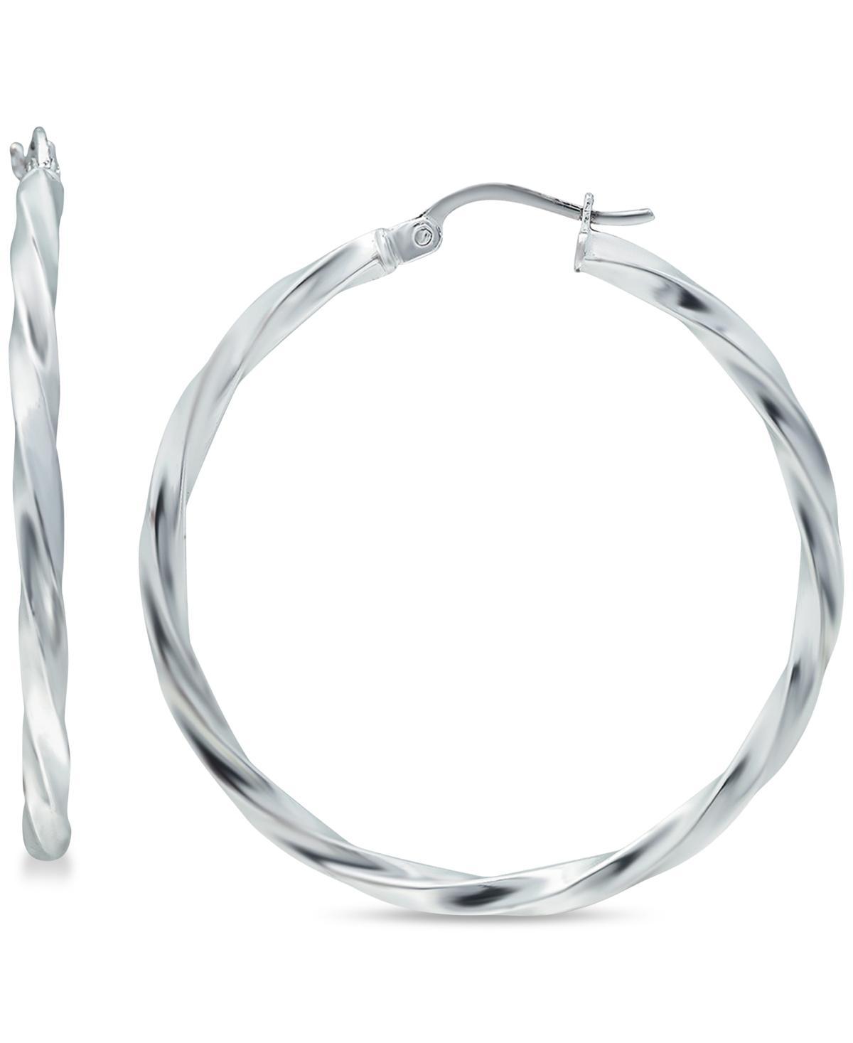 Aleure Precioso Sterling Silver Twist Hoop Earrings, Women's, Size: 20 mm Product Image