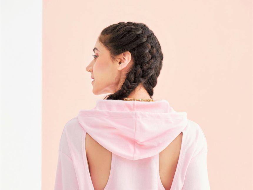 Eco-Friendly Long-Sleeve Open-Back Hoodie Product Image
