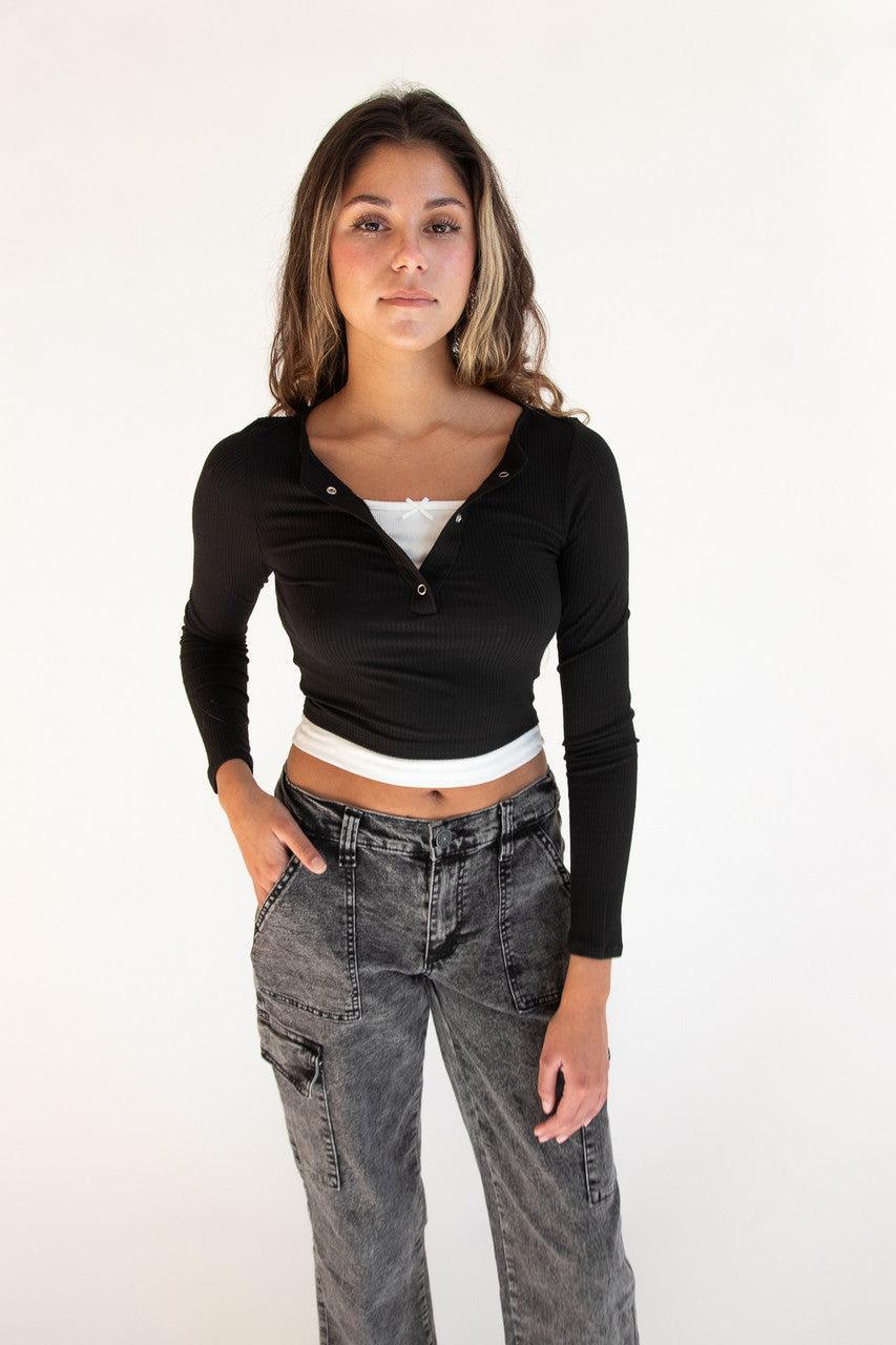 Layered Look Long Sleeve Top Product Image