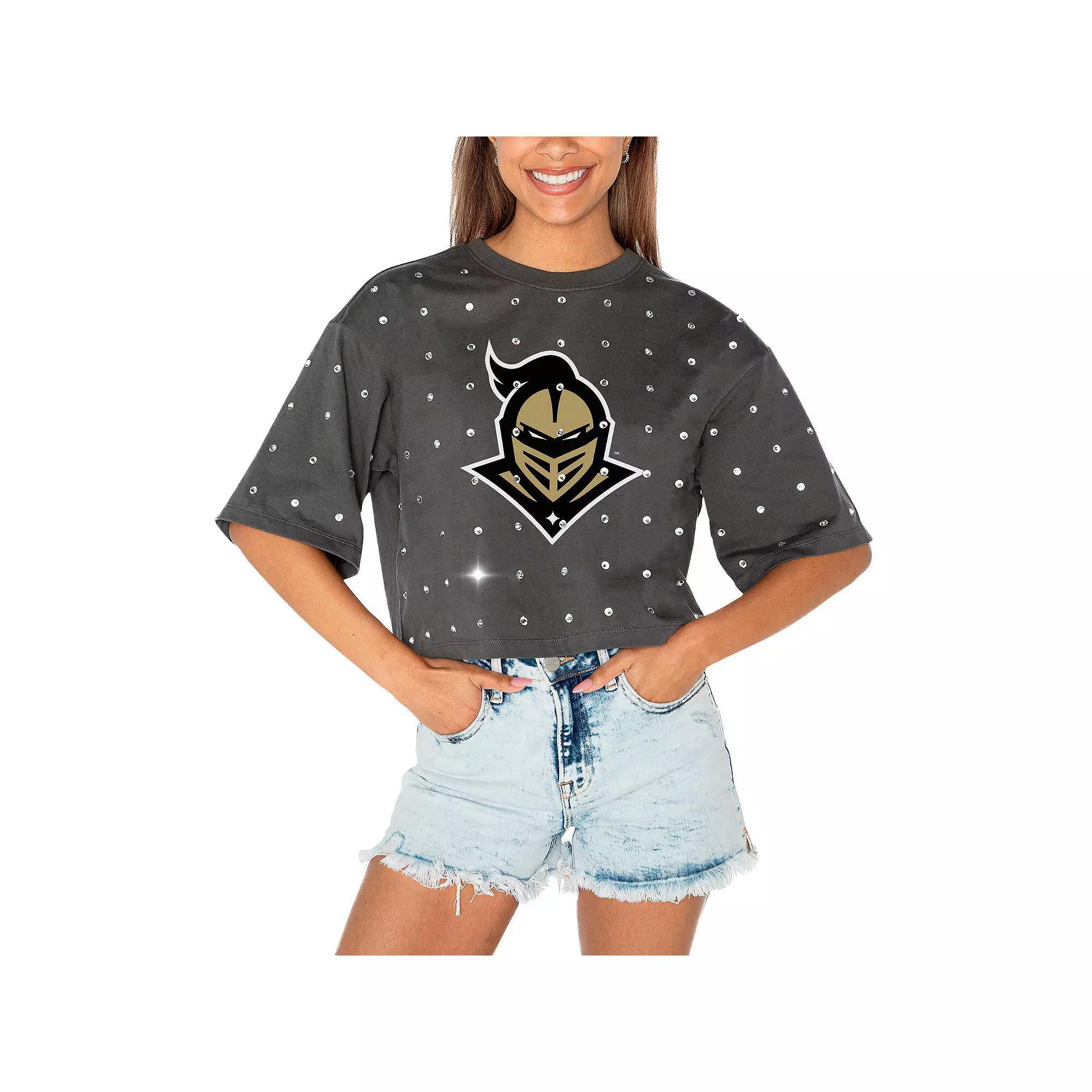 Women's Gameday Couture Gray UCF Knights Go Time Rhinestone Crop T-Shirt, Size: Large, Grey Product Image