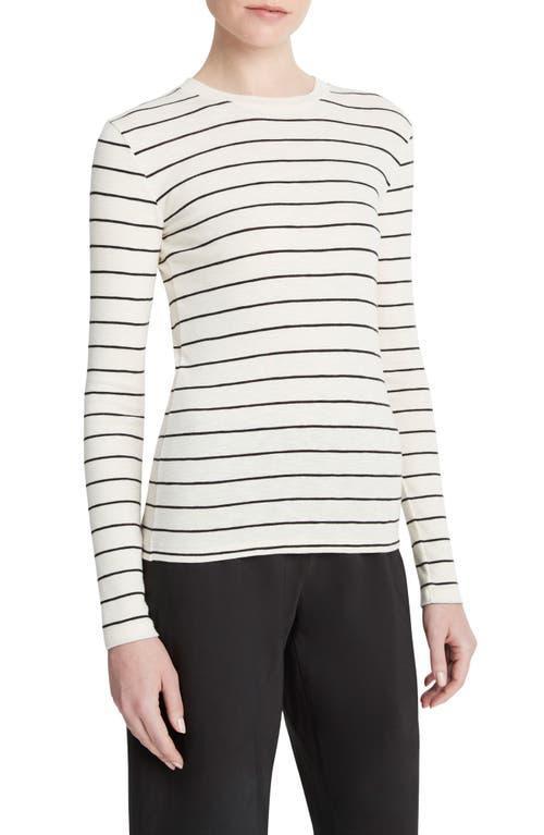 Womens Striped Cotton-Blend Crewneck Long-Sleeve T-Shirt Product Image