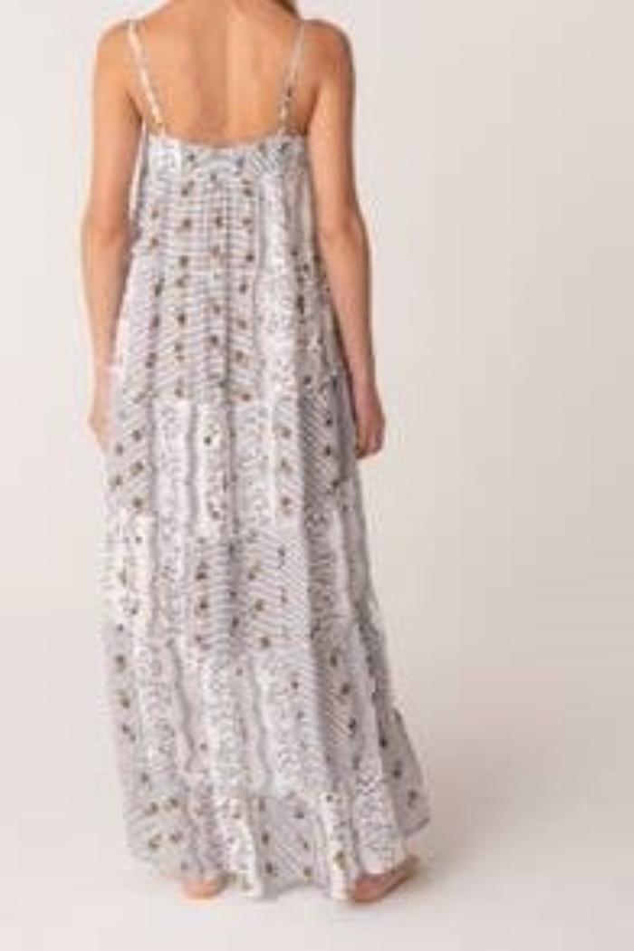 Bohemian Striped Floral High Low Maxi Dress Product Image