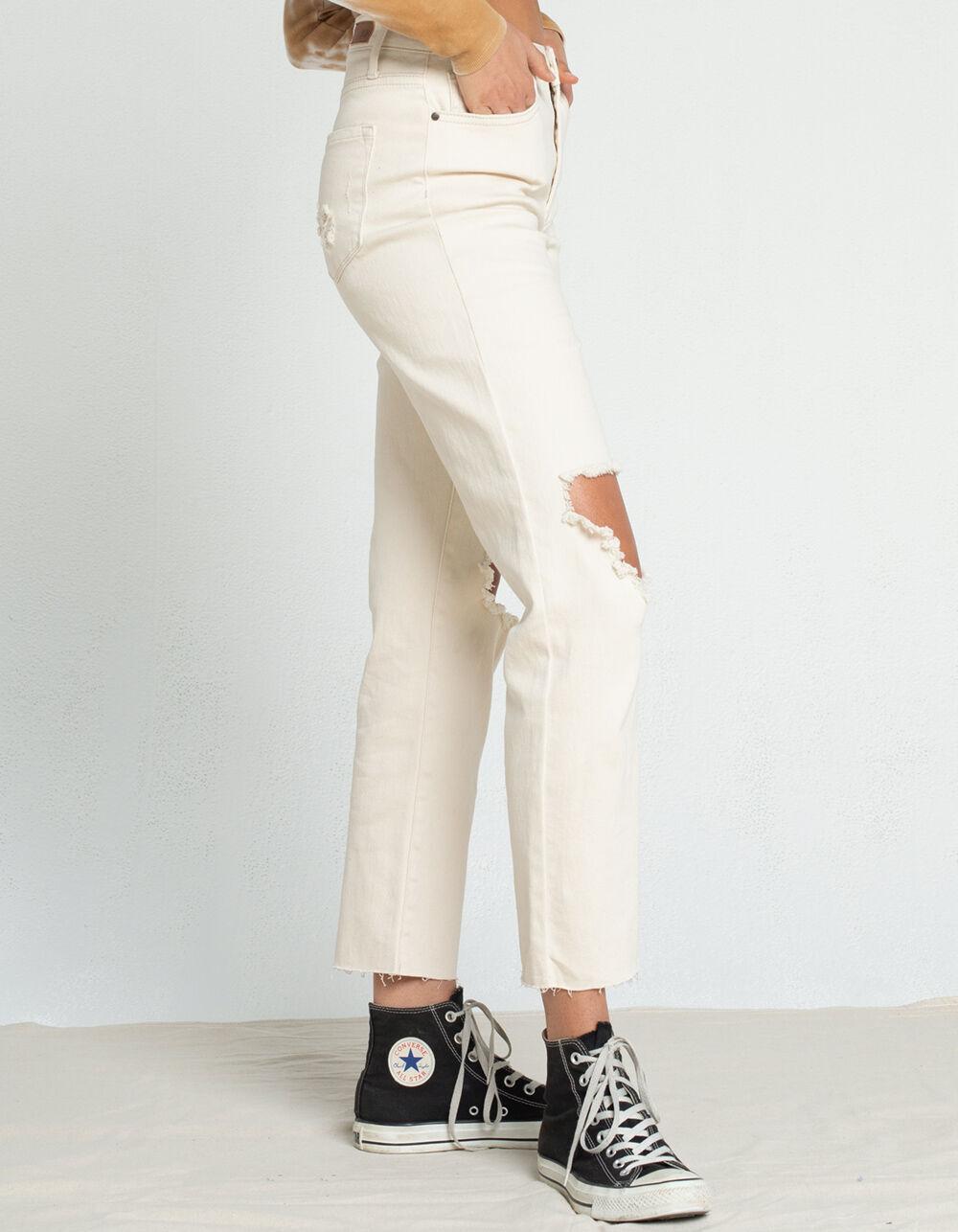 RSQ High Rise Womens Straight Leg Jeans - ECRU Product Image