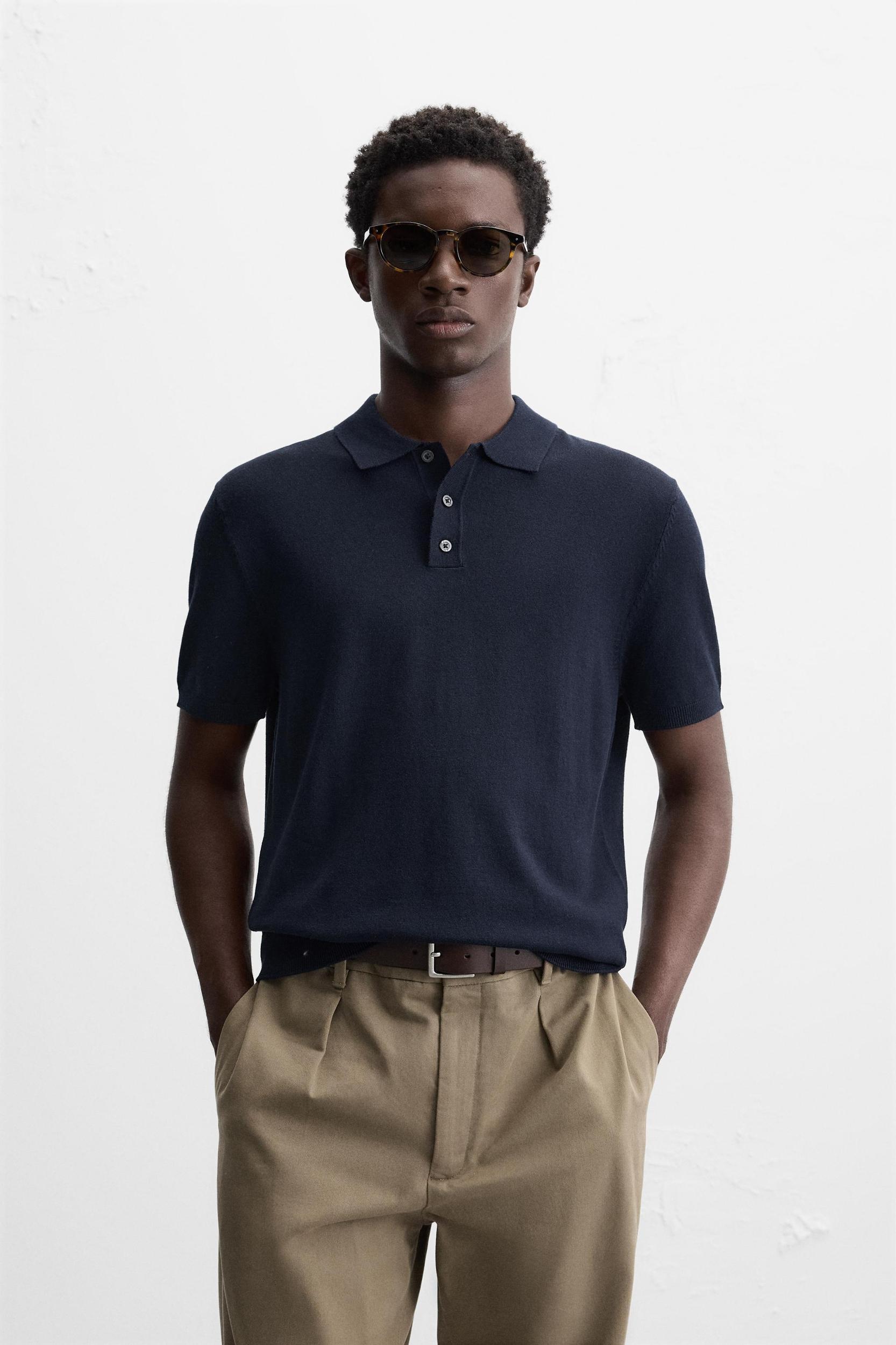 VISCOSE BLEND KNIT POLO SHIRT Product Image