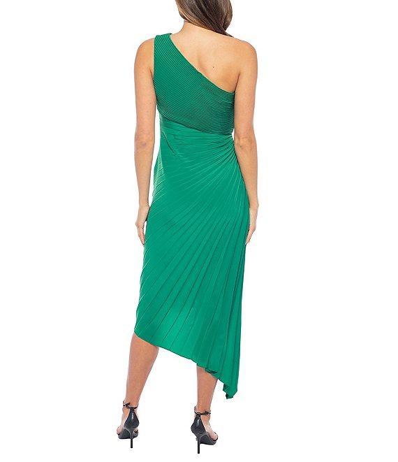 Marina One Shoulder Neck Sleeveless Pleated A-Line Dress Product Image