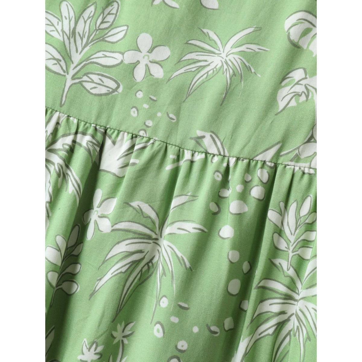 Plus Size Tropical Mood Color Contrast Midi Dress Truegreen Women Heart neckline Short sleeve Curvy BloomChic 26/4X Product Image