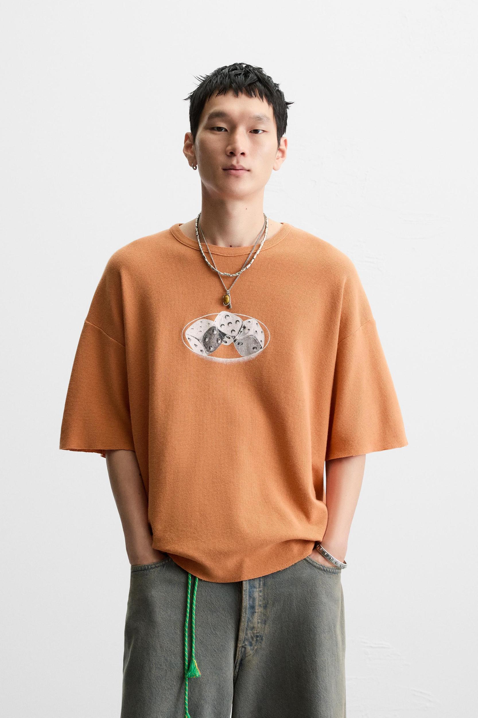 WASHED PRINT KNIT T-SHIRT Product Image
