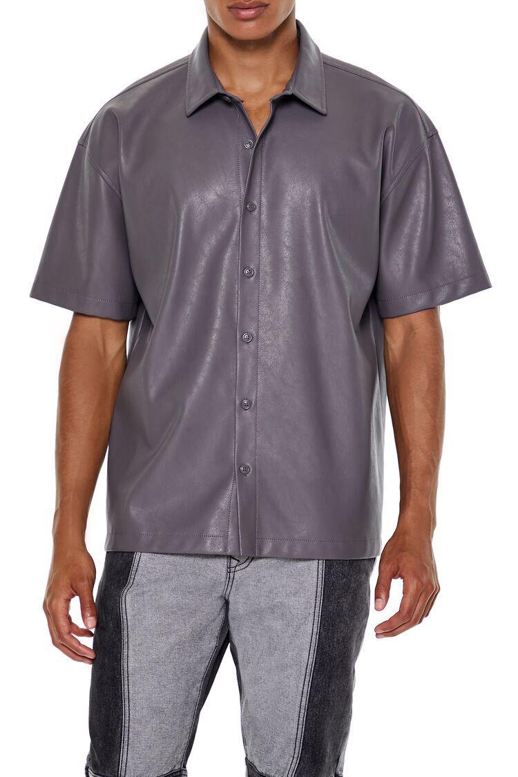 Faux Leather Boxy Shirt | Forever 21 Product Image