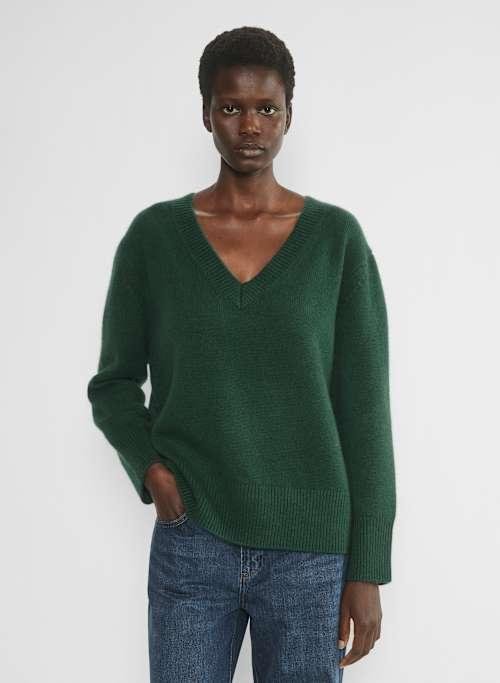 plush cashmere oversized v-neck sweater Product Image