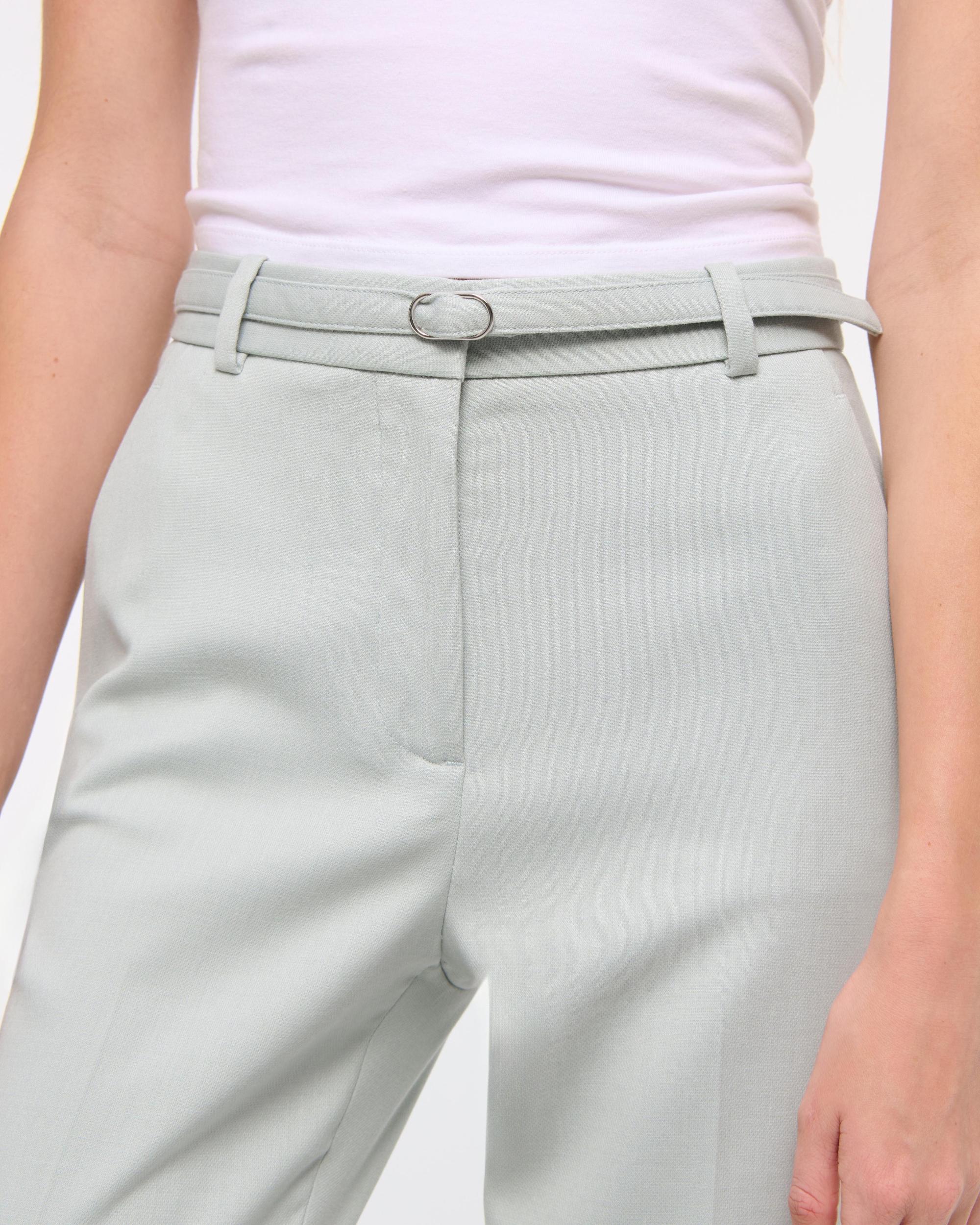 High Rise Belted Ankle Straight Pant Product Image