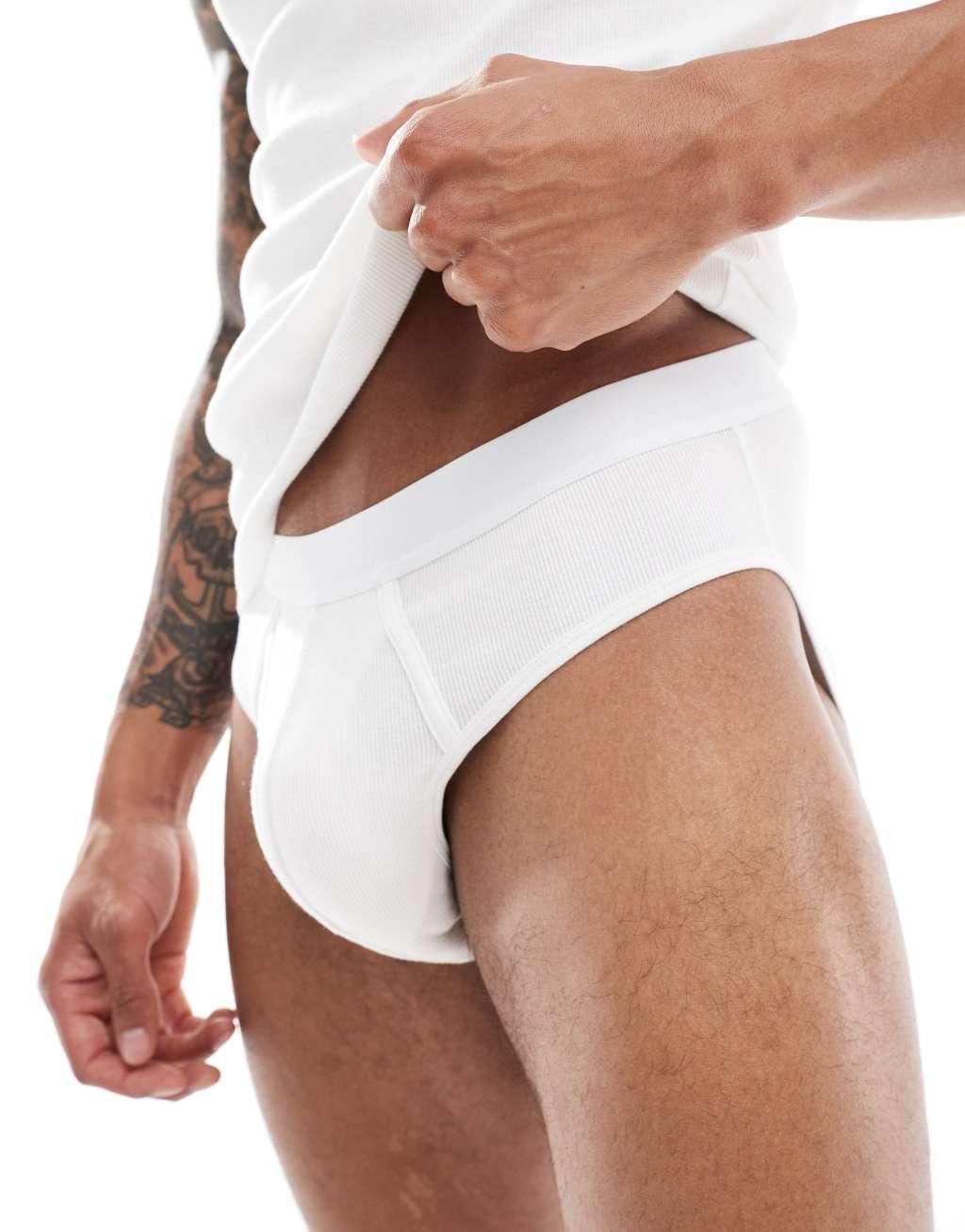 ASOS DESIGN tank top and brief underwear set in white Product Image