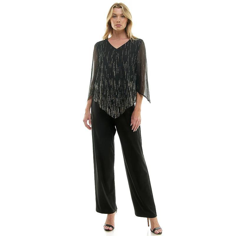Womens Luxology 2-Piece V-Neck Blouse & Straight Leg Pants Set Product Image