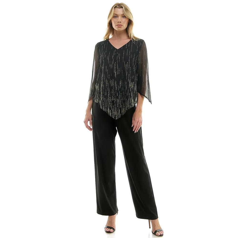 Womens Luxology 2-Piece V-Neck Blouse & Straight Leg Pants Set Product Image