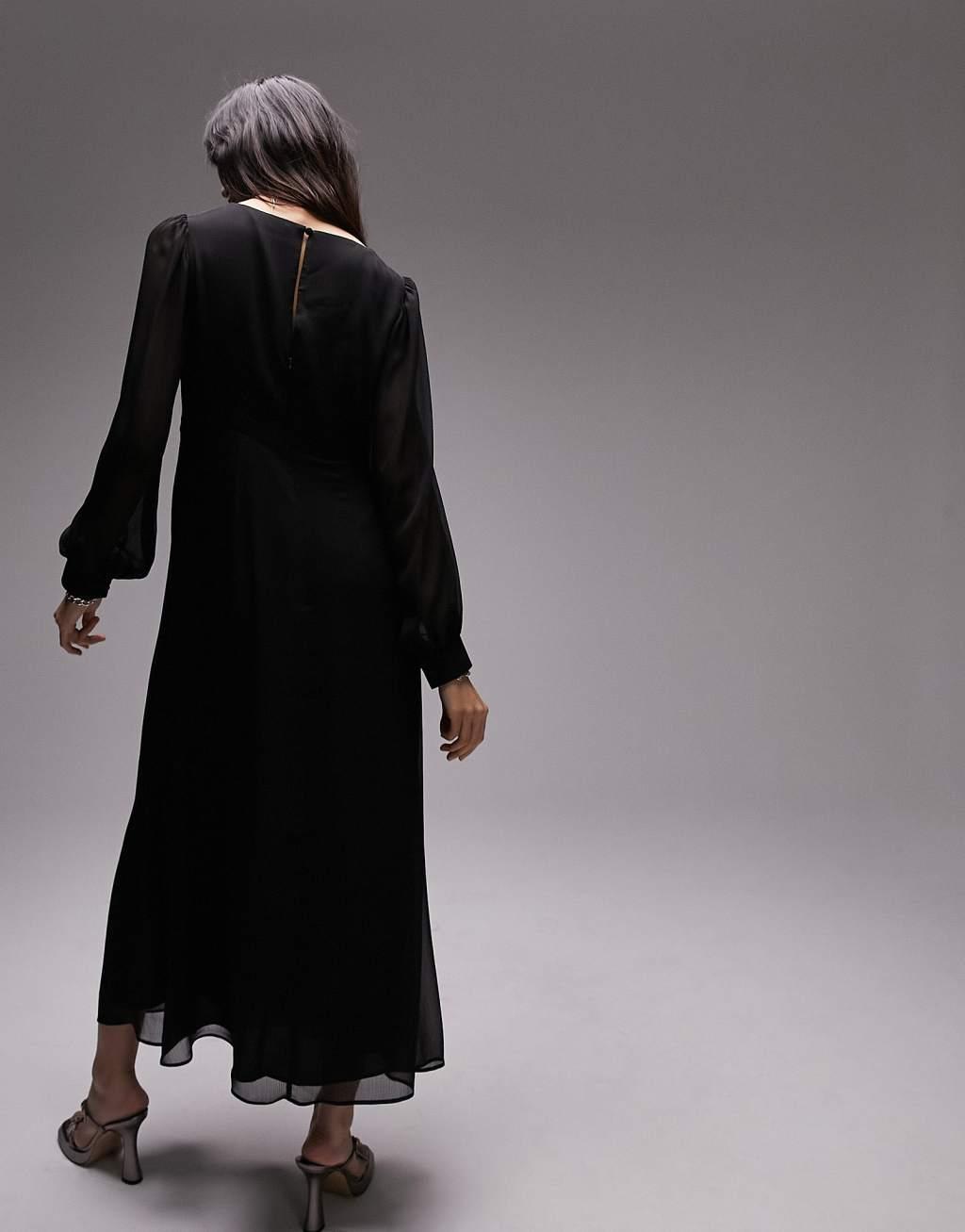 Topshop long sleeve twist cut out midi dress Product Image