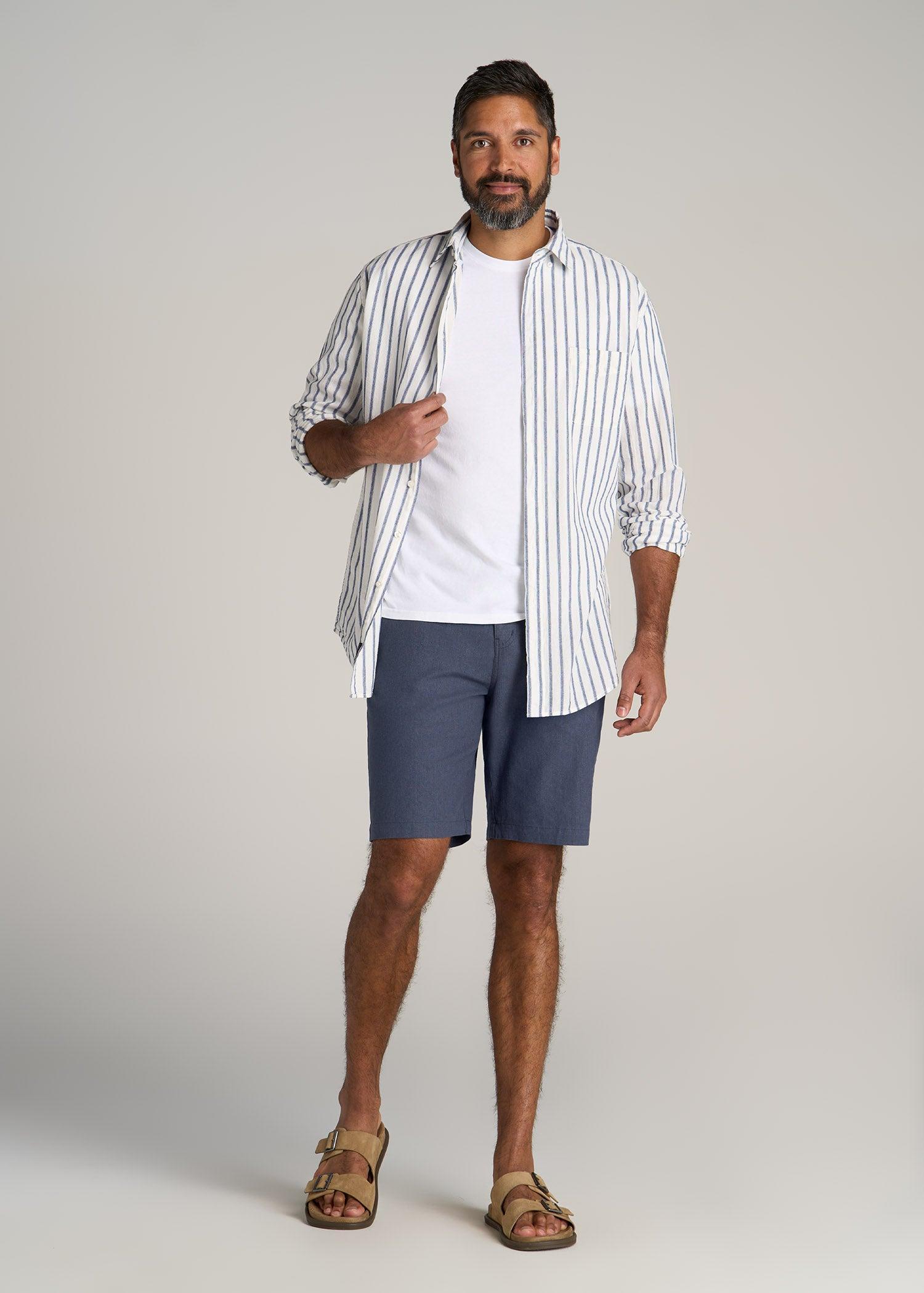 Linen Shorts For Tall Men in Burnt Orange Product Image