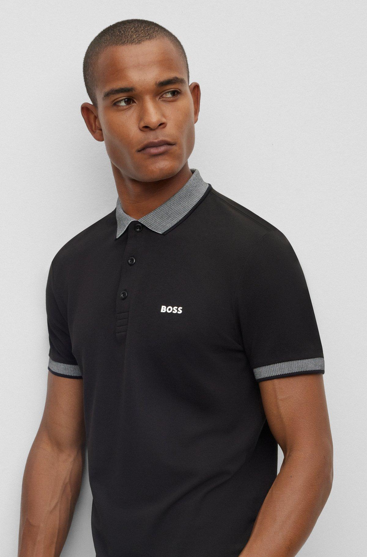 Slim-fit polo shirt with contrast logo Product Image