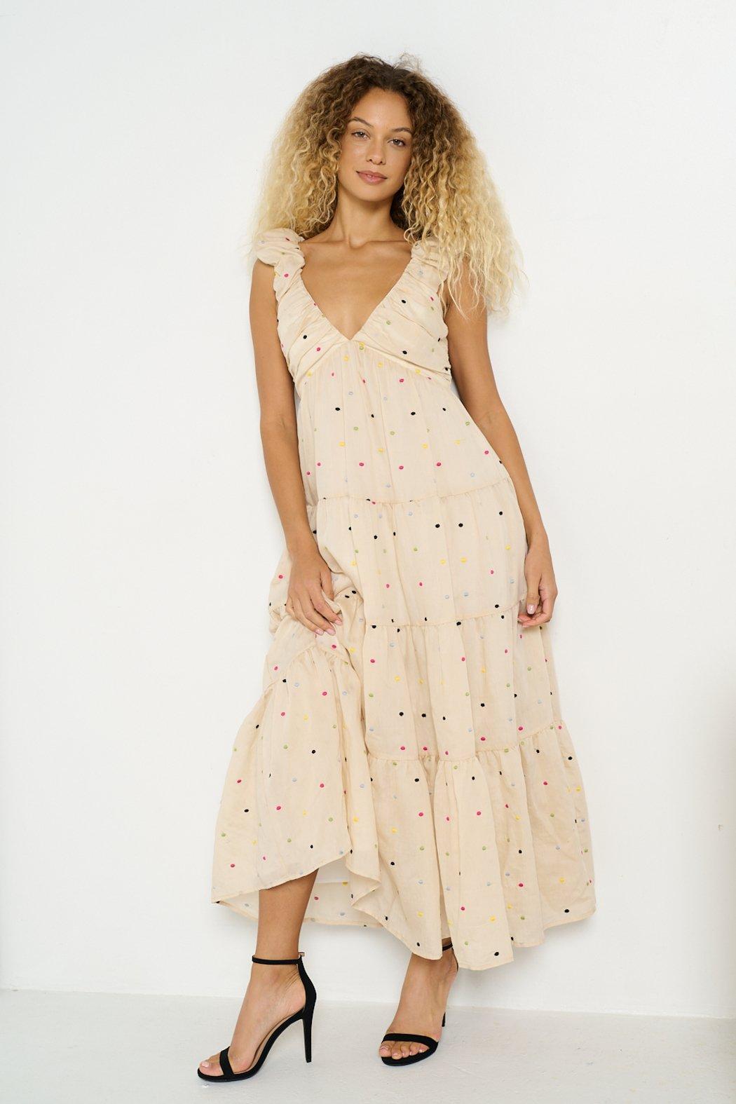 Confetti Cream Tiered Maxi Dress Product Image