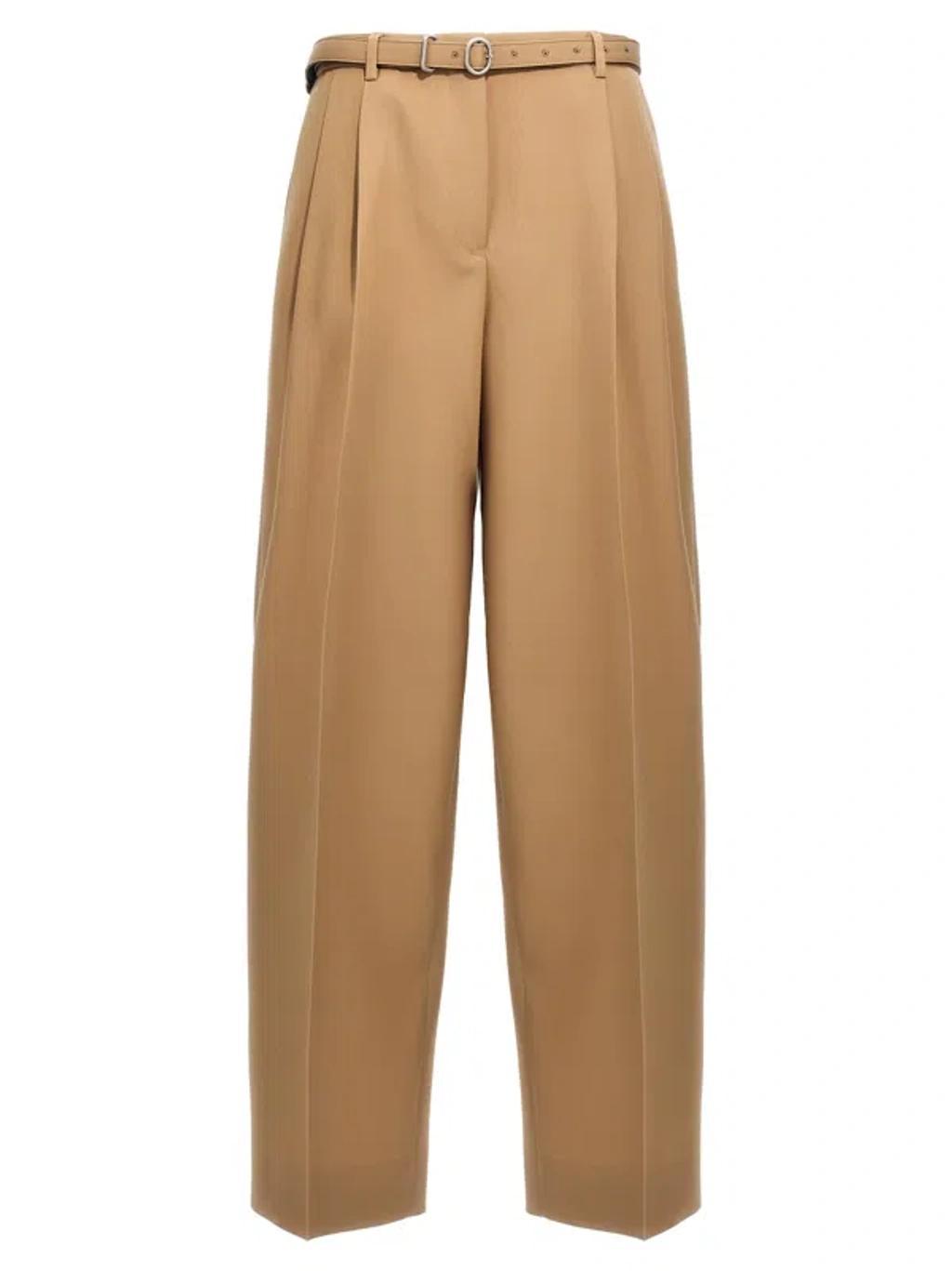 JIL SANDER Gabardine Belt Pants In Beige Product Image