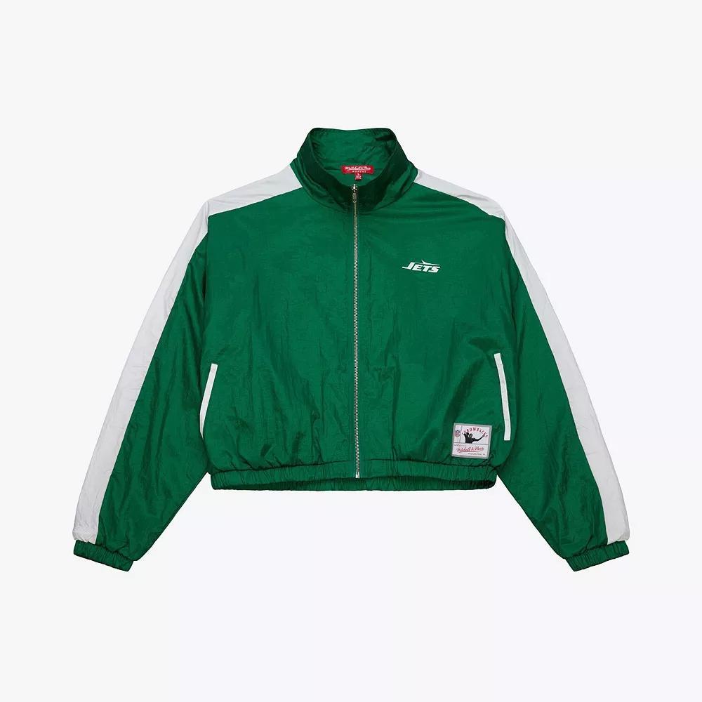 Women's Mitchell & Ness Green New York Jets Nylon Cropped Full-Zip Jacket, Size: 2XL Product Image