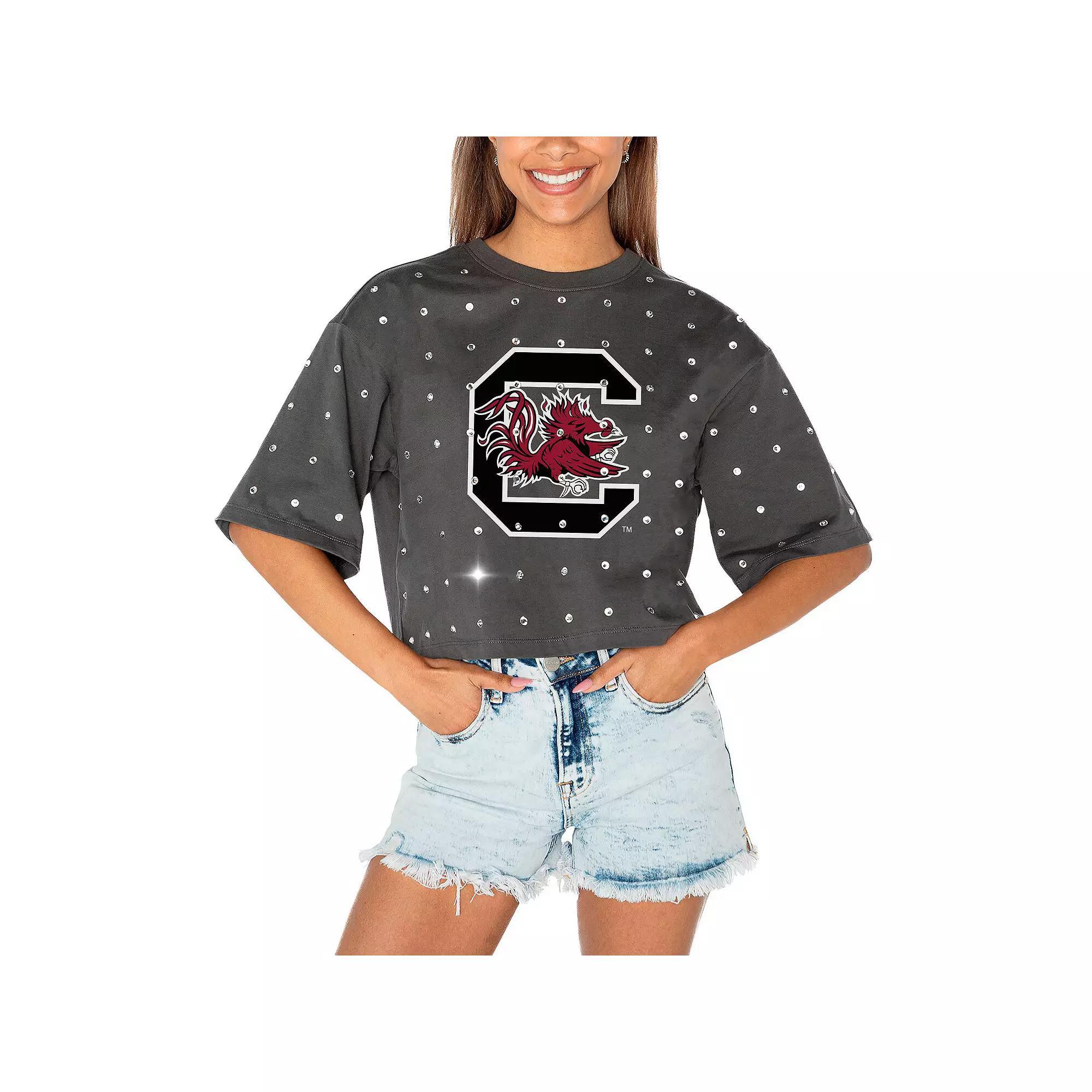 Women's Gameday Couture Gray South Carolina Gamecocks Go Time Rhinestone Crop T-Shirt, Size: XXL, Grey Product Image
