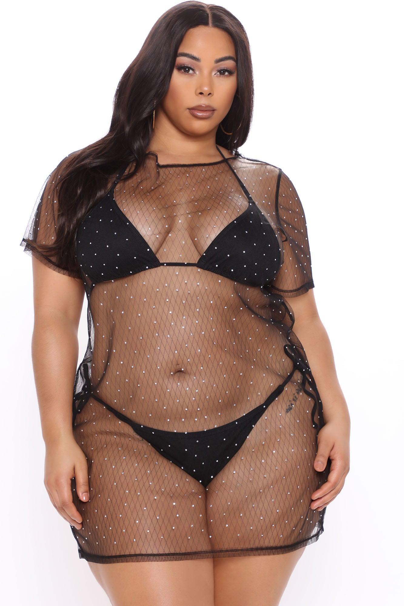 Cabo Sparkle Mesh Cover Up Dress - Black Product Image