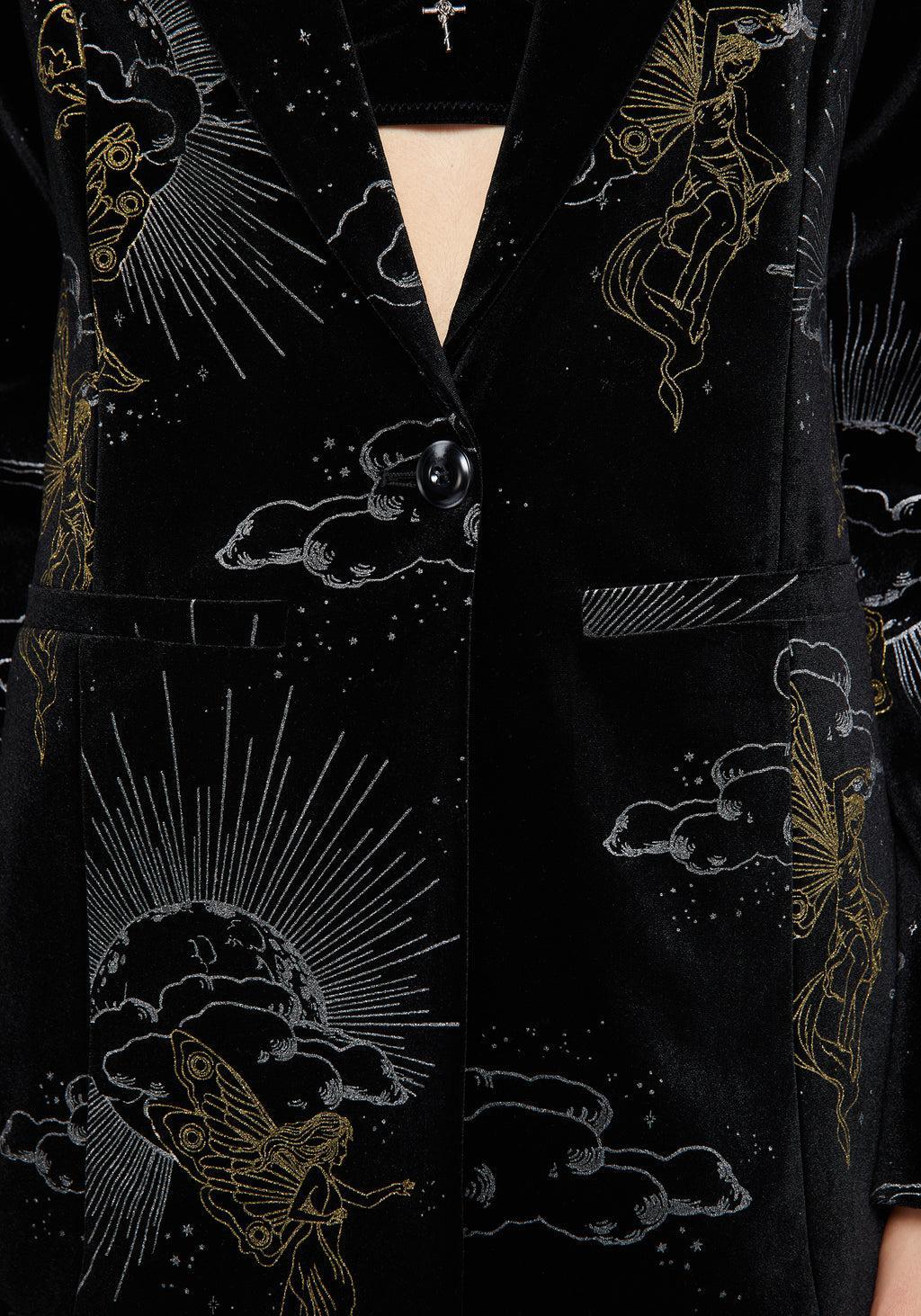 Adelina Foil Print Velour Blazer Product Image