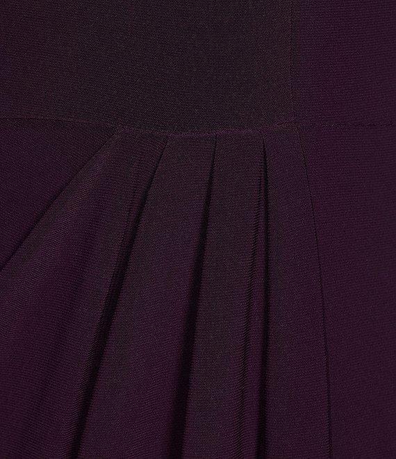Alex Evenings Stretch Matte Jersey Feather Off-the-Shoulder Cap Sleeve Ruched Front Slit Gown Product Image