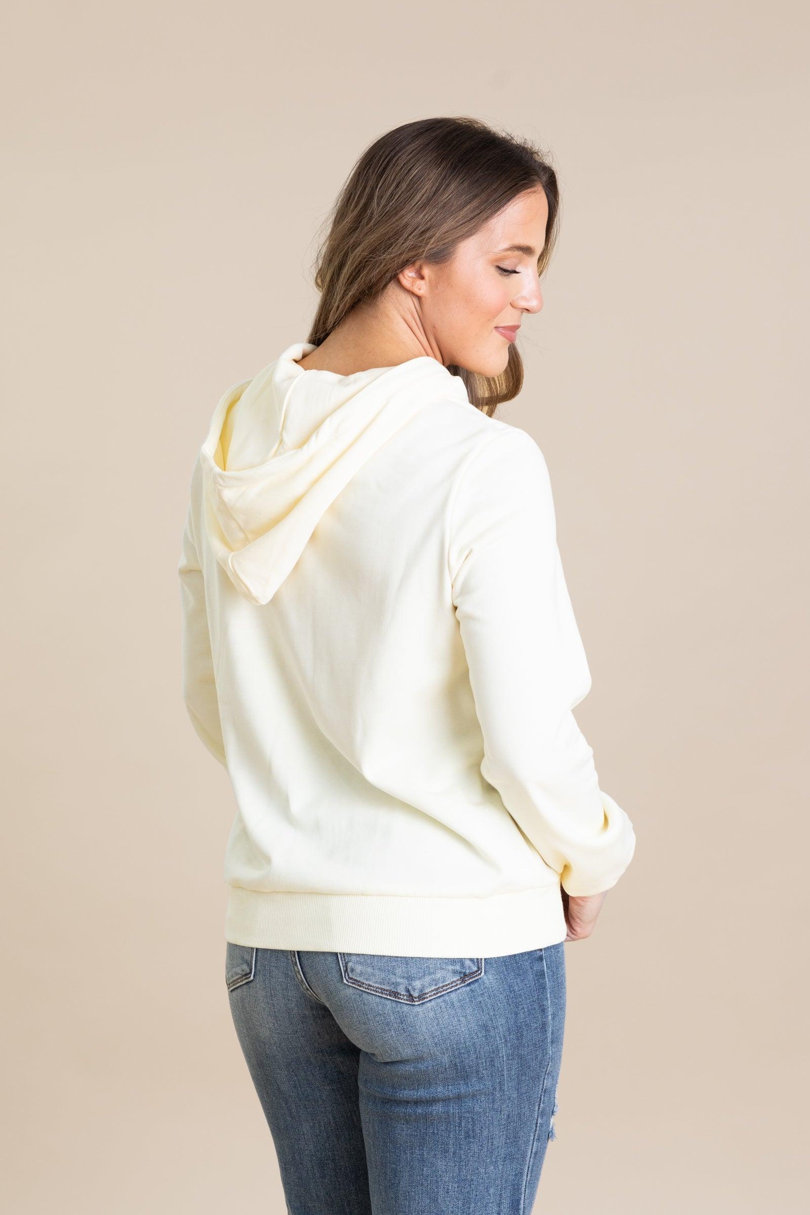 Cream Multicolor Stripe Patch Hoodie Jacket Product Image